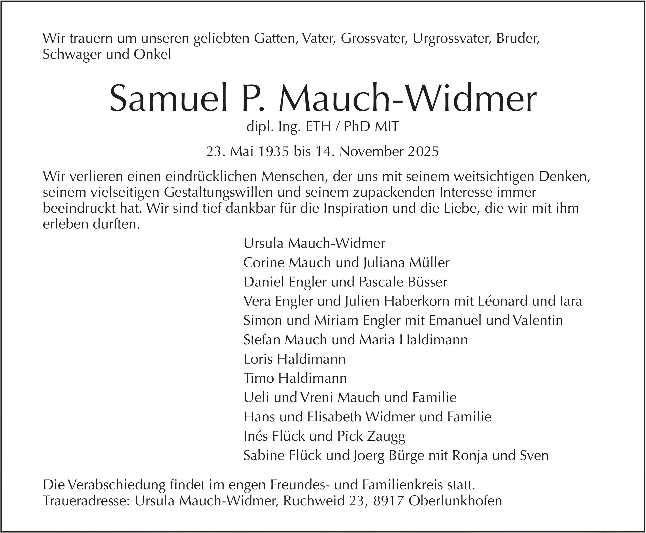 Samuel P. Mauch-Widmer, November 2025 / TA