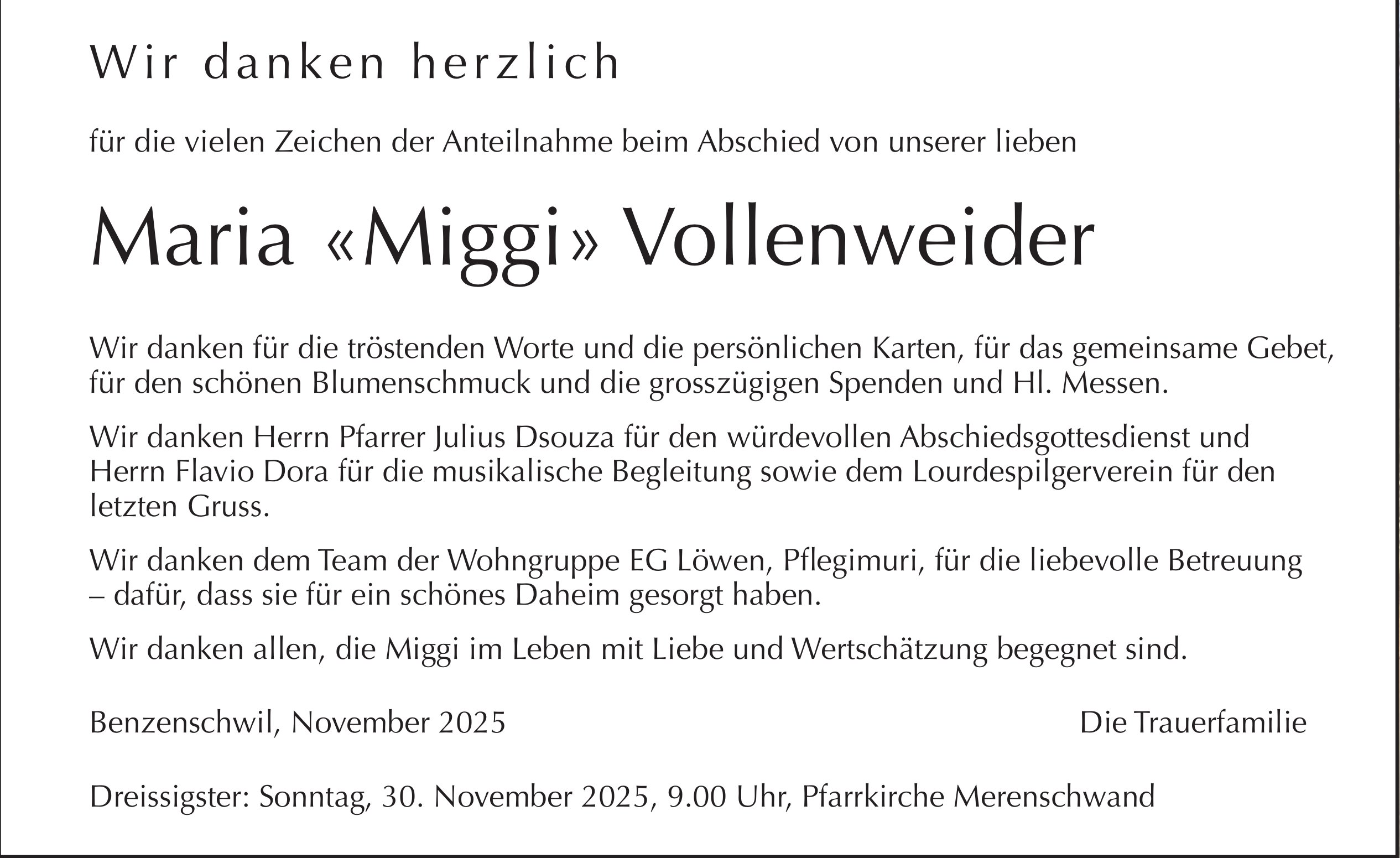 Maria «Miggi» Vollenweider, im November 2025 / DS