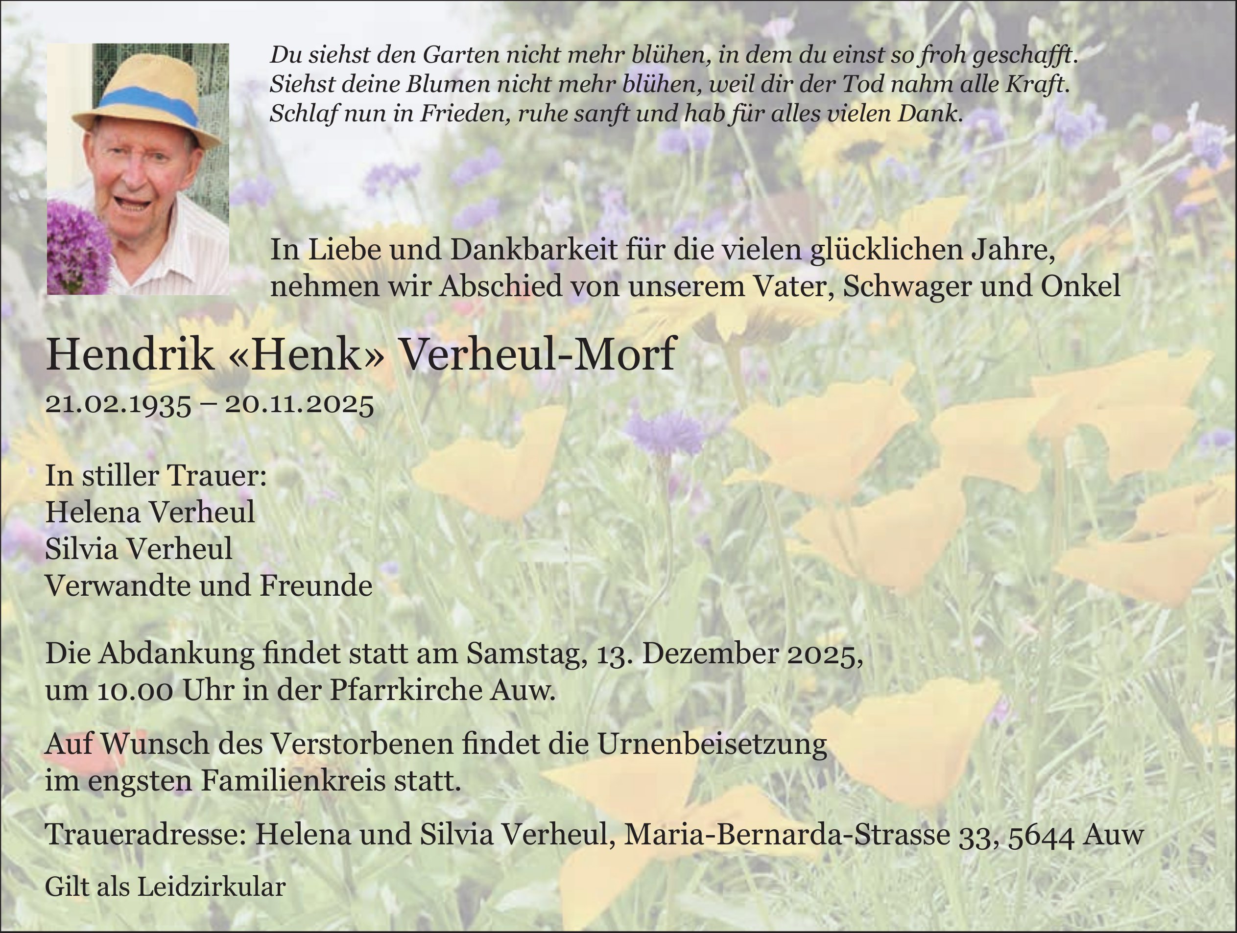 Hendrik «Henk» Verheul-Morf, November 2025 / TA
