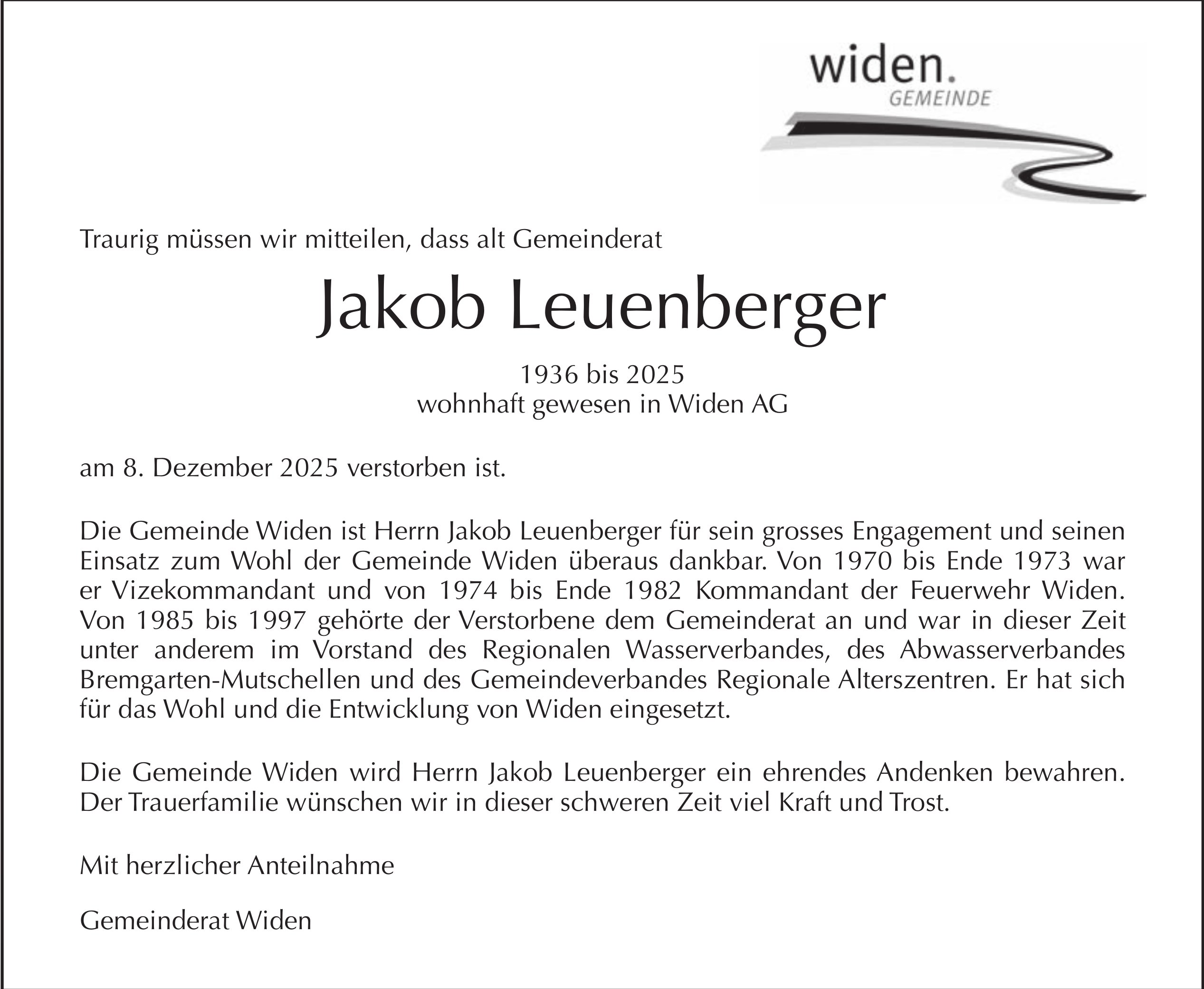 Jakob Leuenberger, Dezember 2025 / TA
