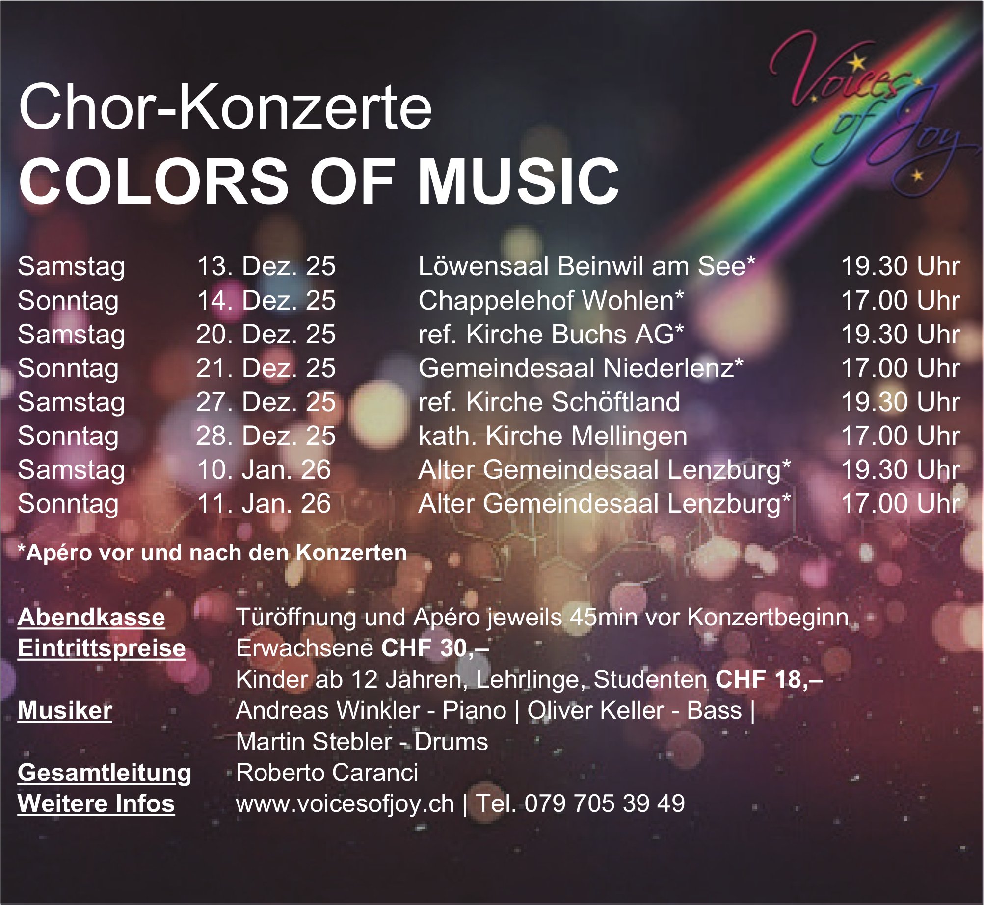 Chor-Konzerte COLORS OF MUSIC - Konzertdaten