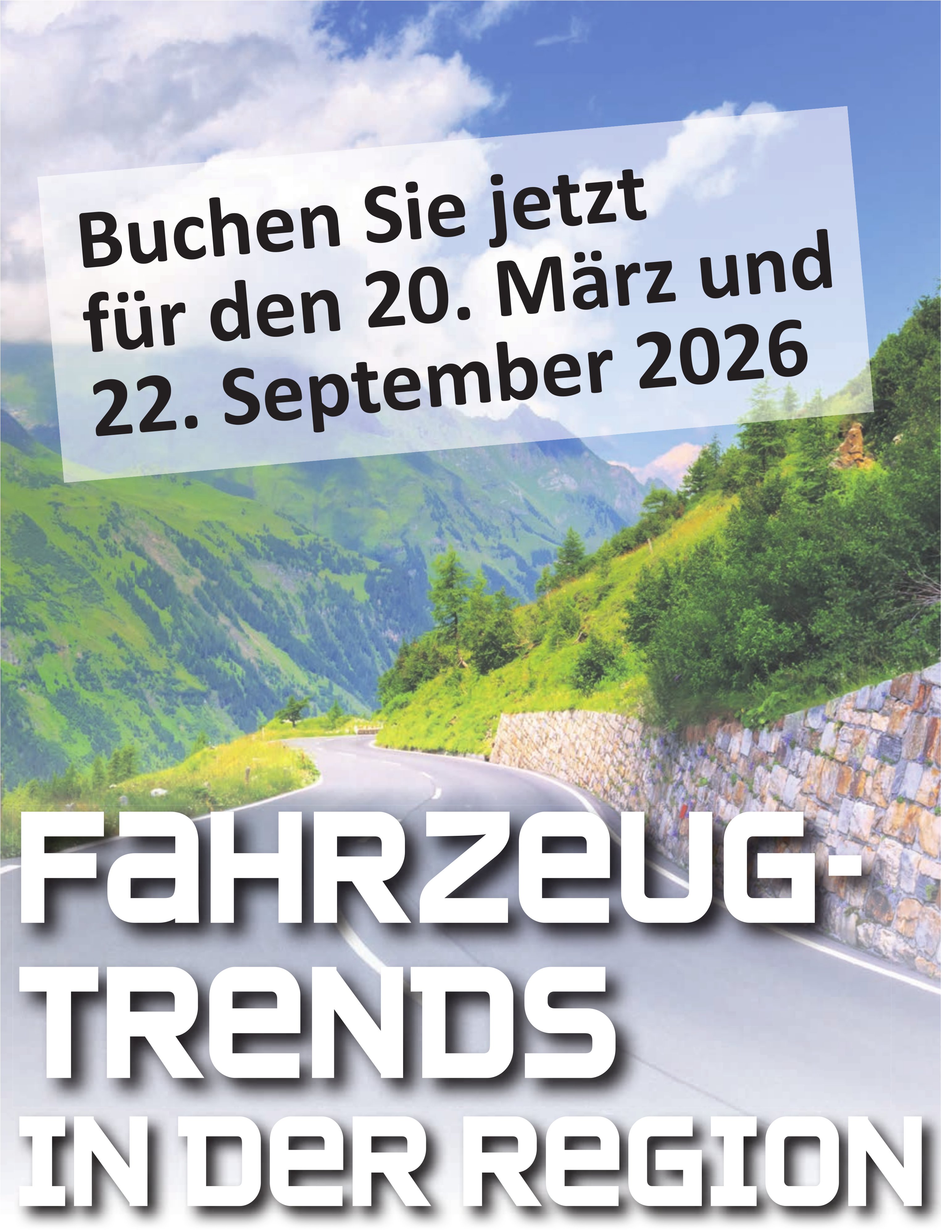 Fahrzeugtrends in der Region - Buchen Sie jetzt für den 20. März & 22. September 2026