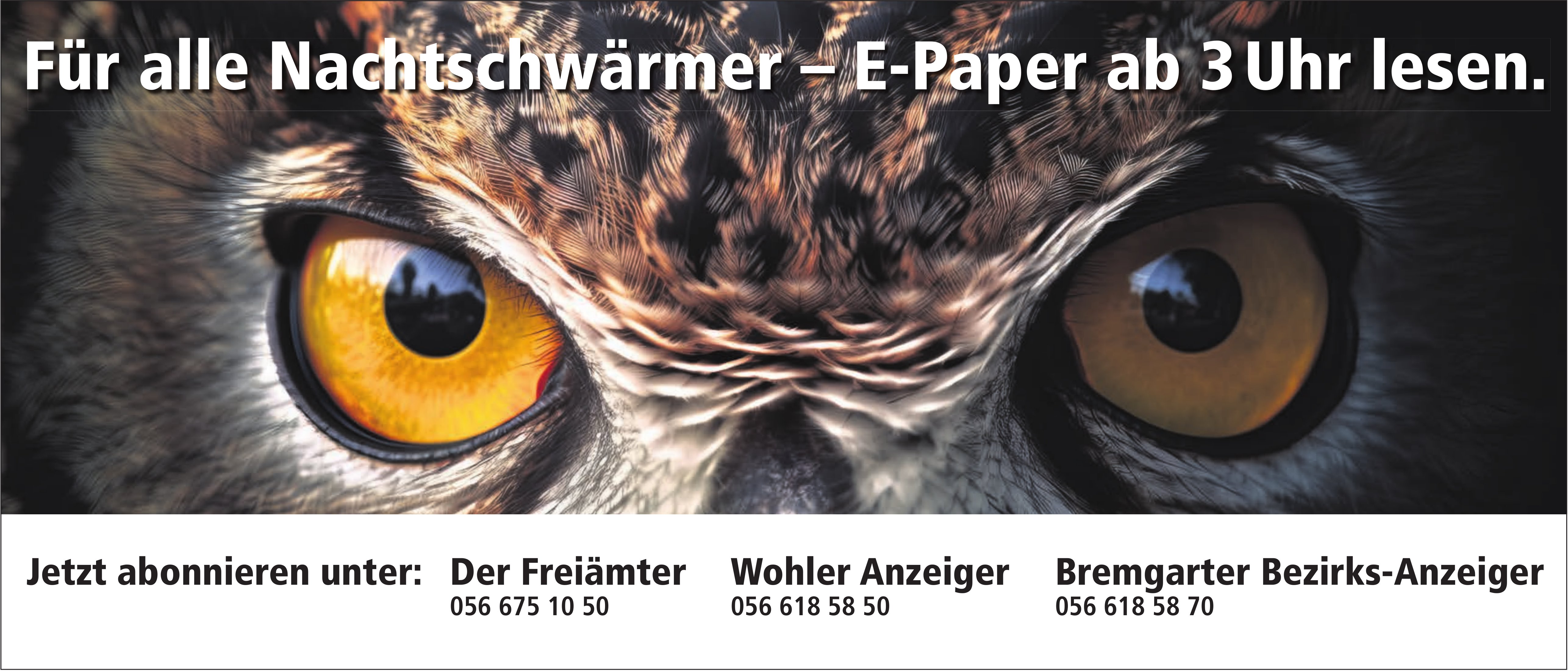 Der Freiämter / WA / BBA, Für alle Nachtschwärmer – E-Paper ab 3 Uhr lesen