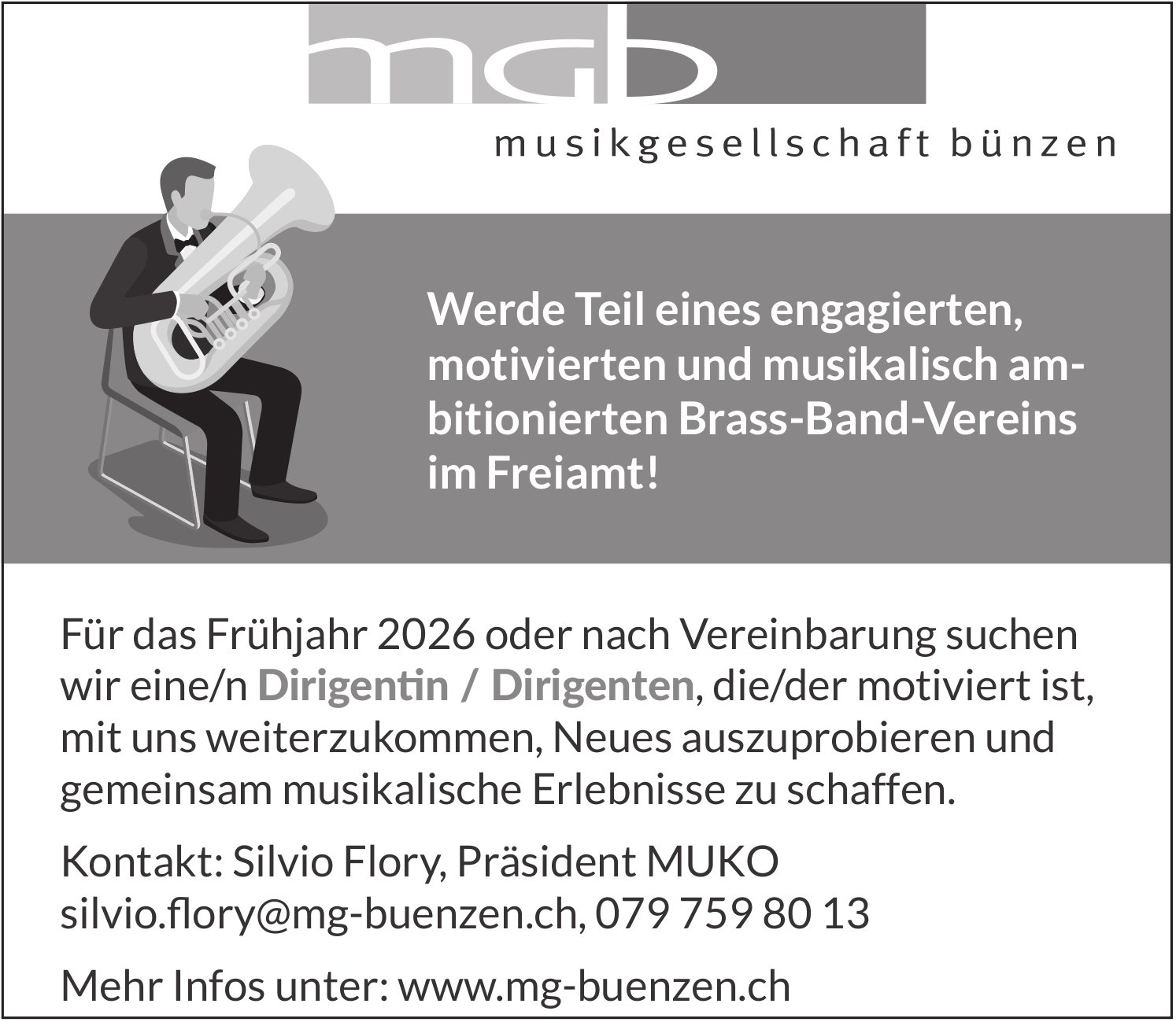 Dirigentin/Dirigent, musikgesellschaft bünzen, gesucht