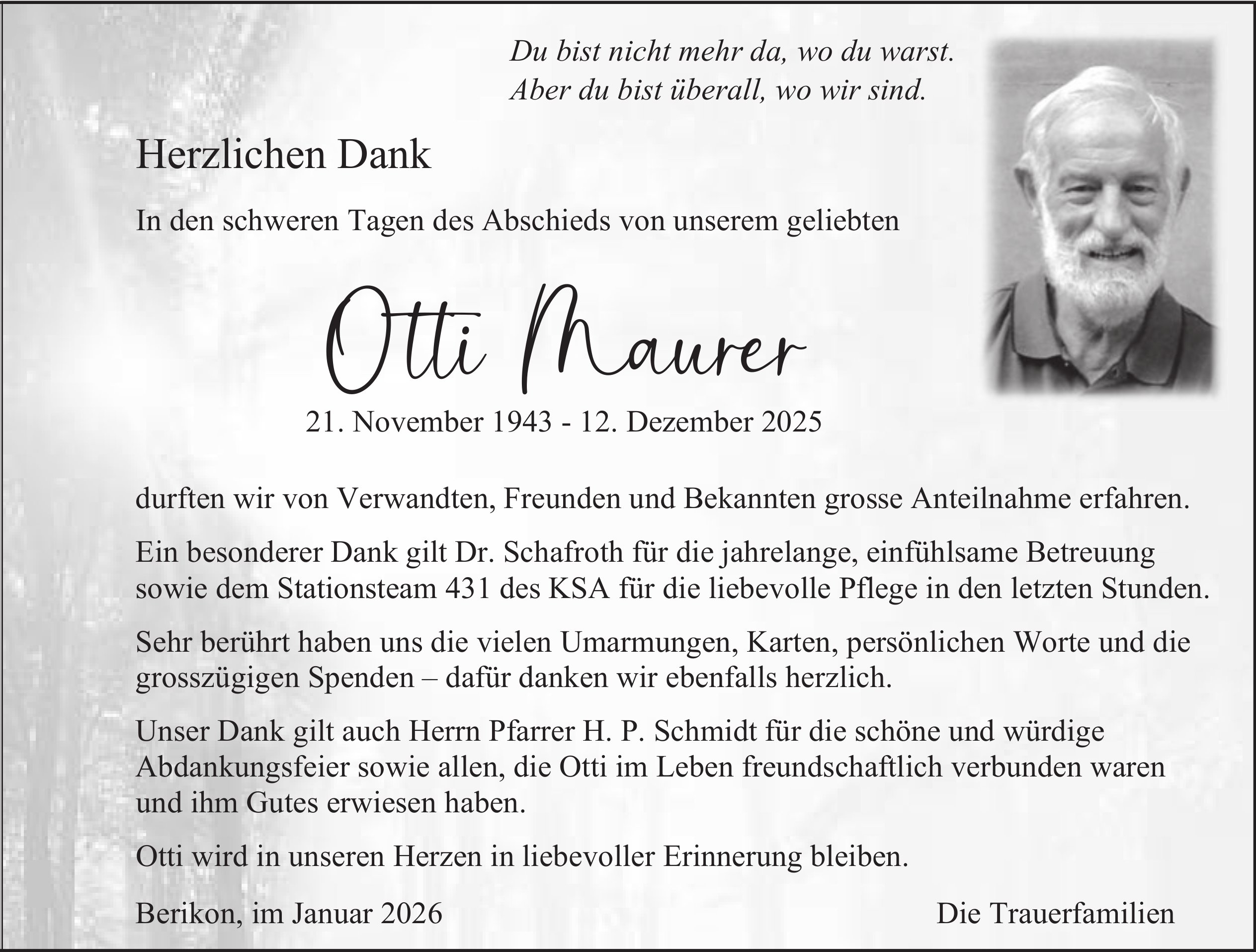 Otti Maurer, im Januar 2026 / DS
