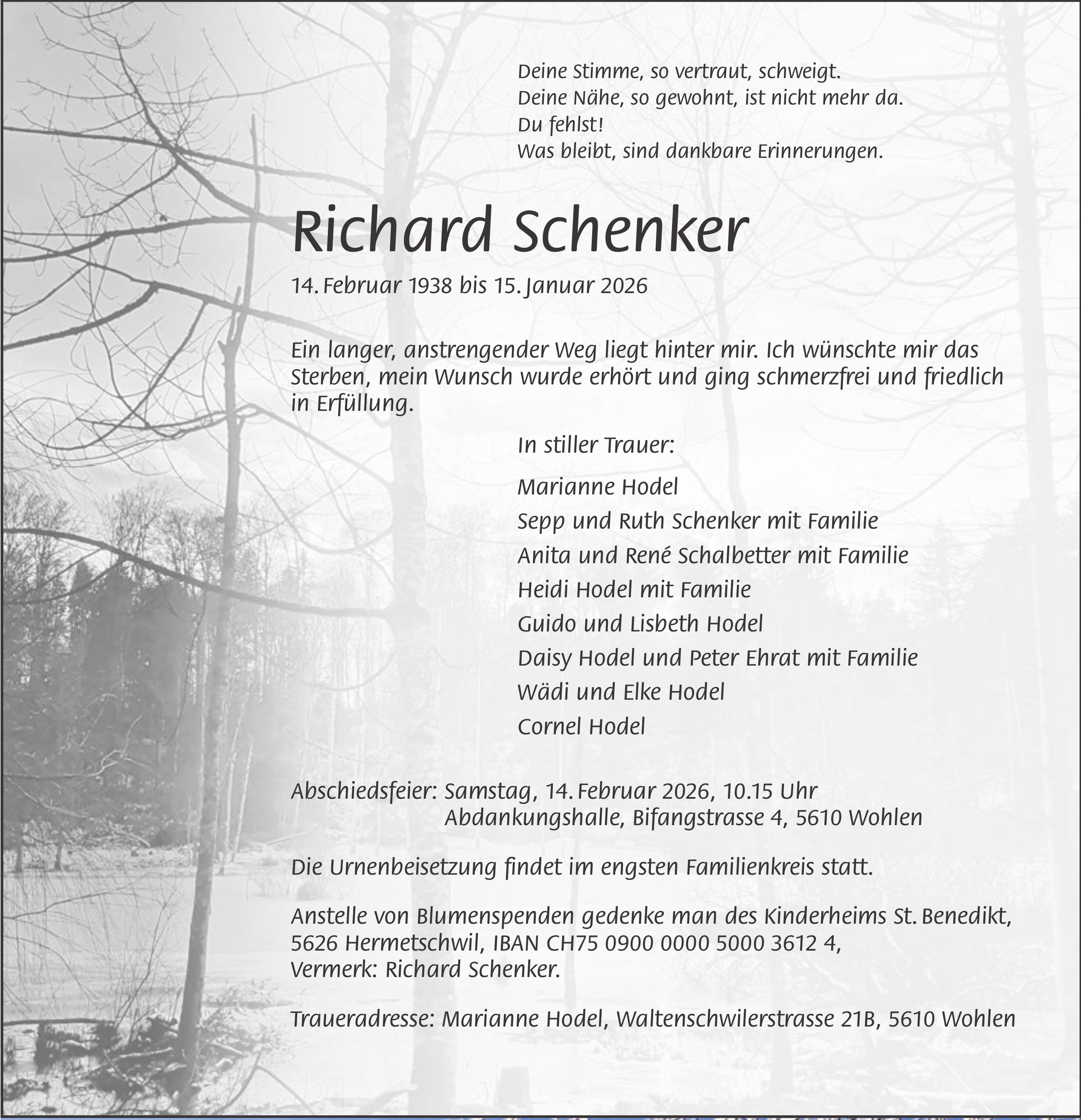 Richard Schenker, Januar 2026 / TA