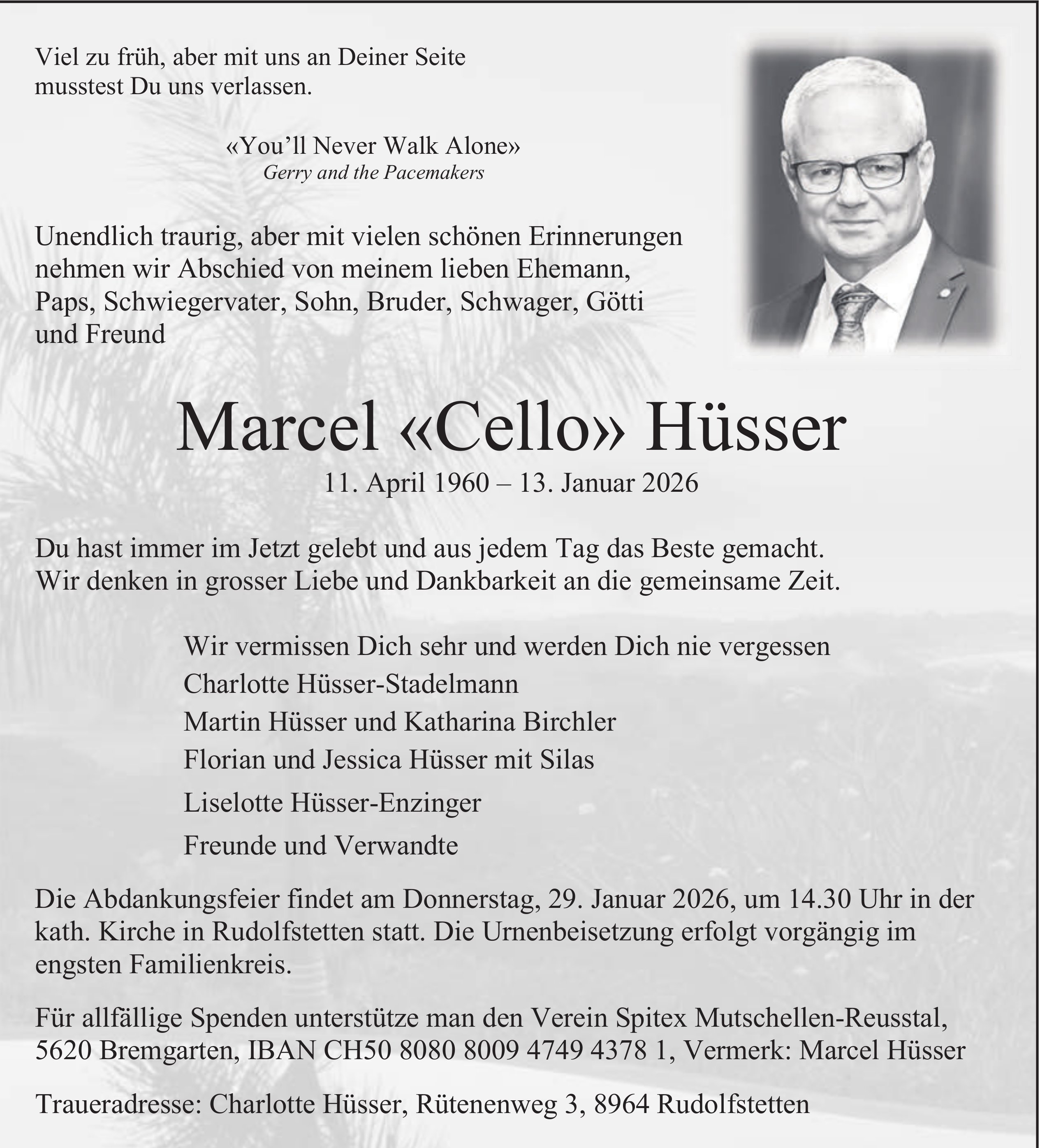 Marcel «Cello» Hüsser, Januar 2026 / TA