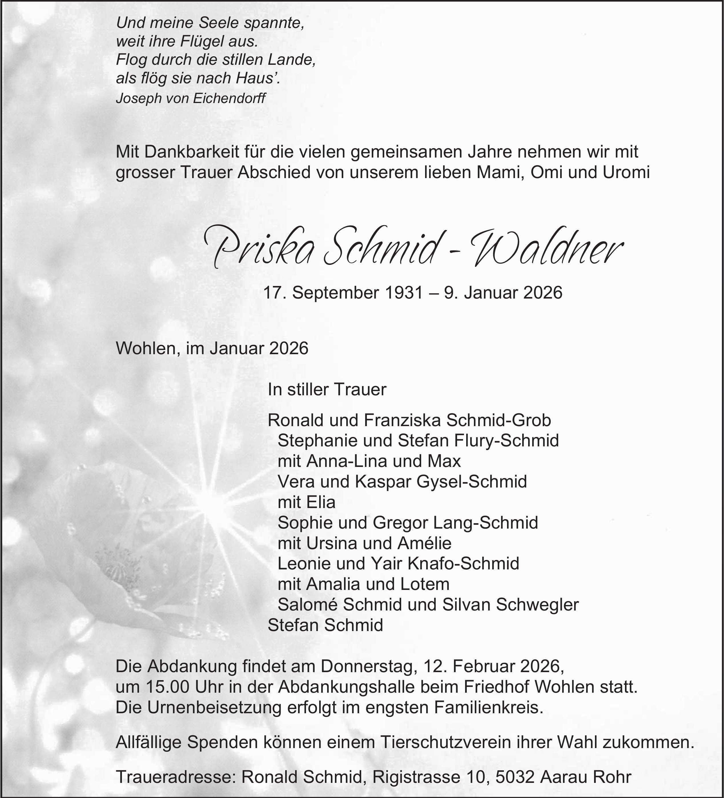 Priska Schmid - Waldner, Januar 2026 / TA