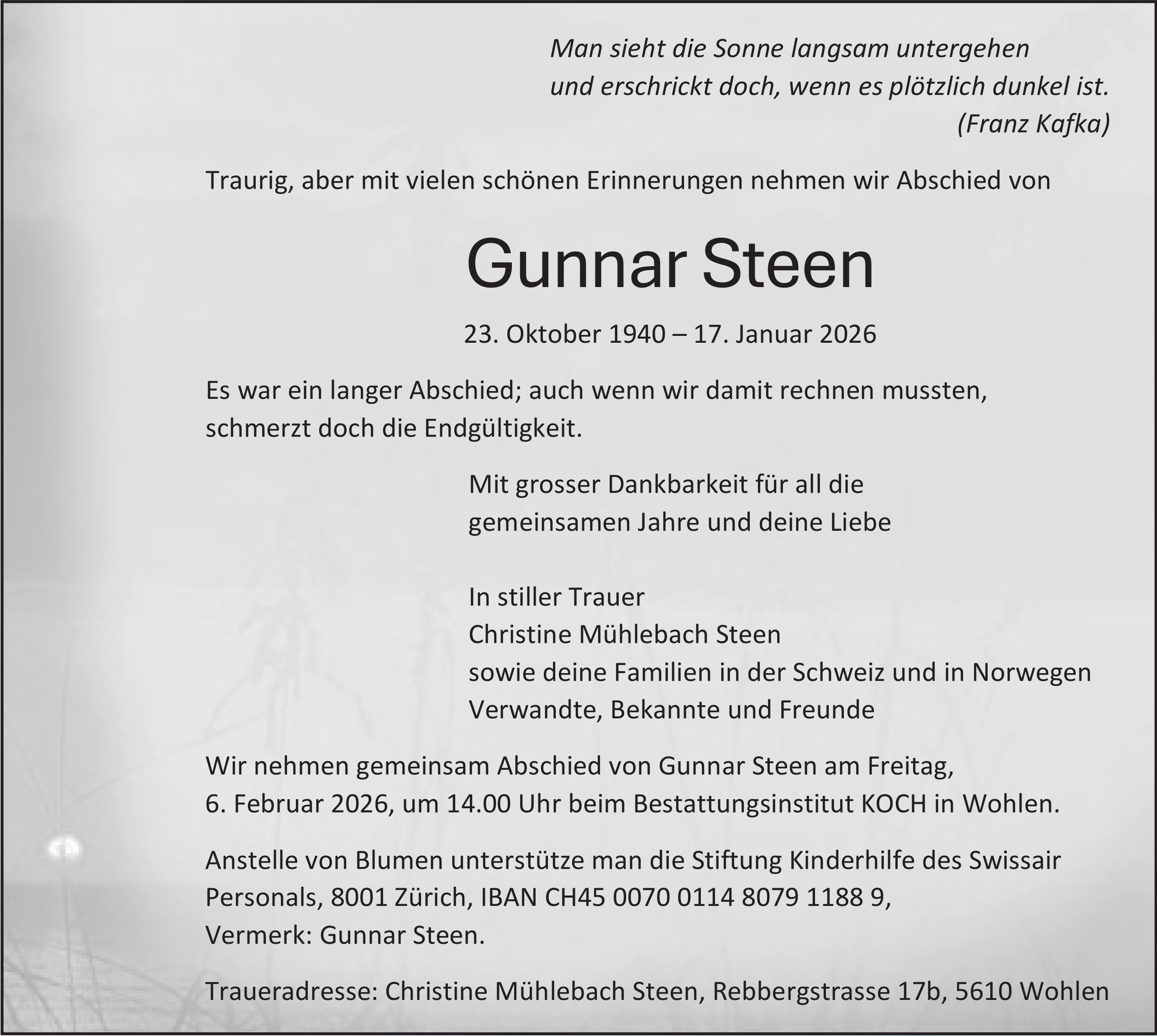 Gunnar Steen, Januar 2026 / TA