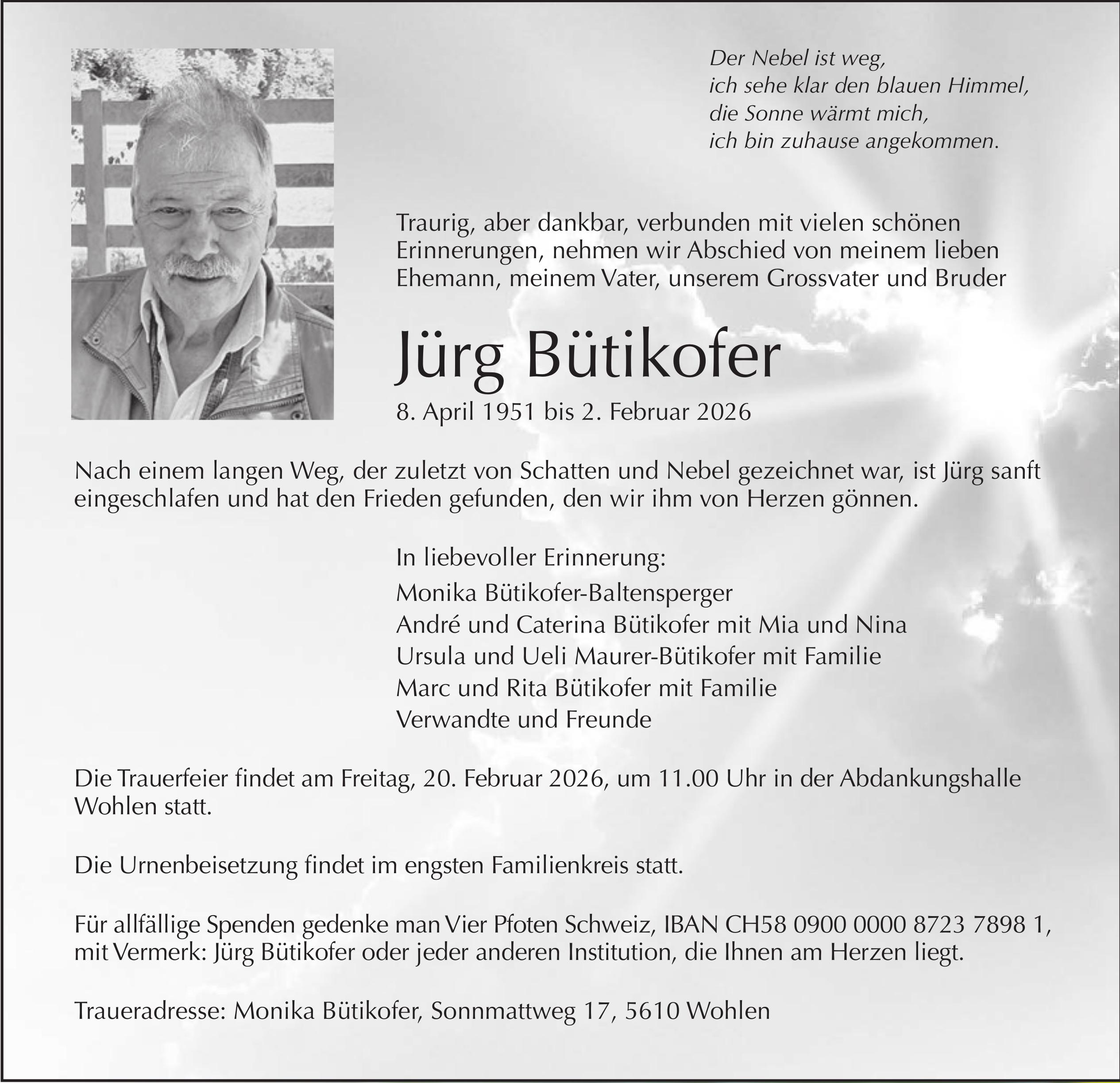 Bütikofer Jürg, Februar 2026 / TA