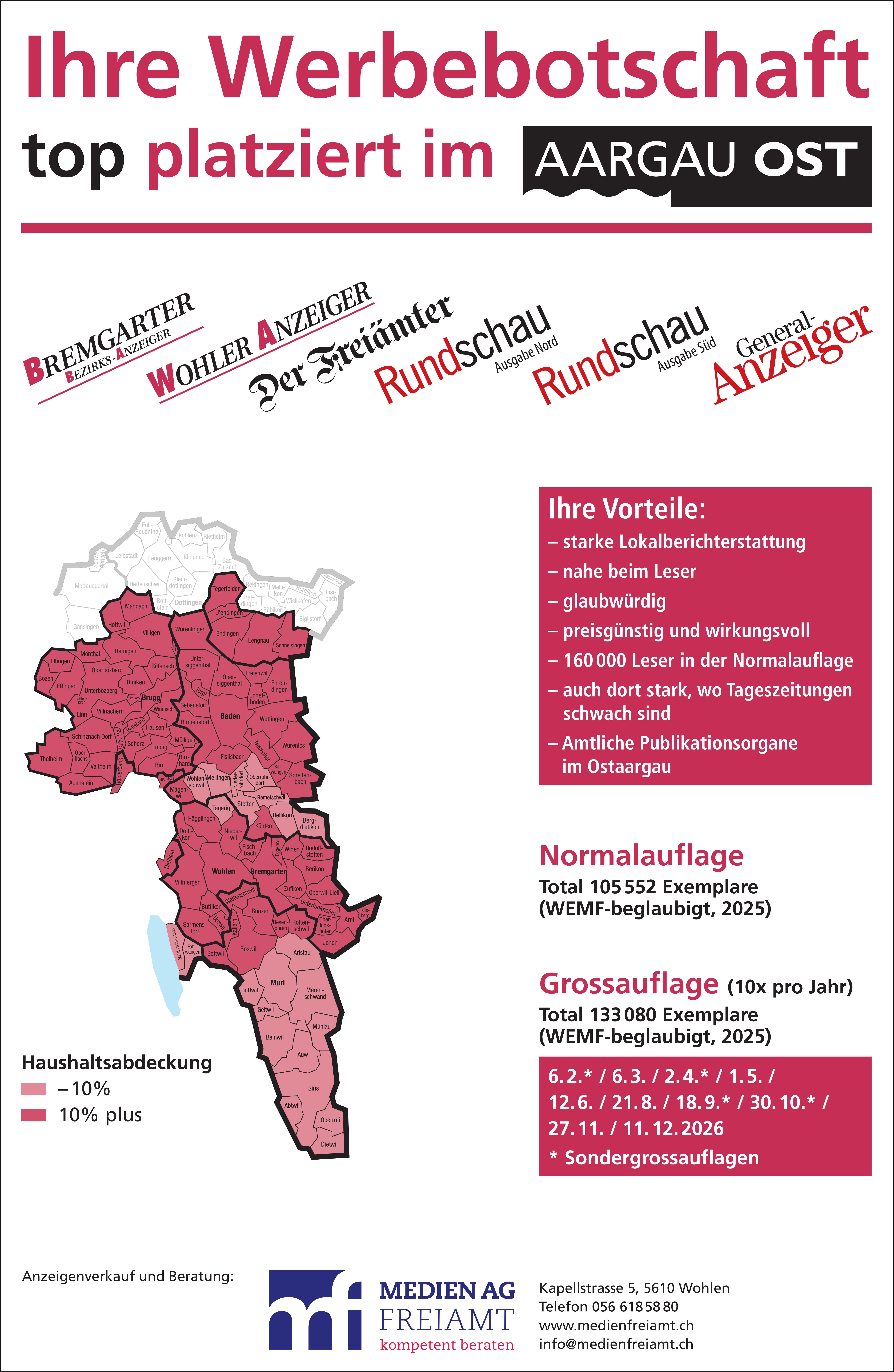 Medien AG Freiamt, Wohlen - Ihre Werbebotschaft top platziert im AARGAU OST