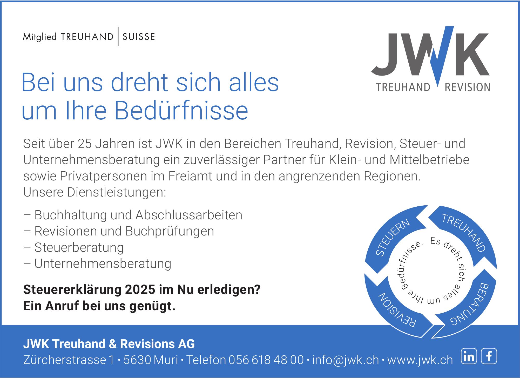 JWK Treuhand & Revisions AG, Muri - Bei uns dreht sich alles um Ihre Bedürfnisse