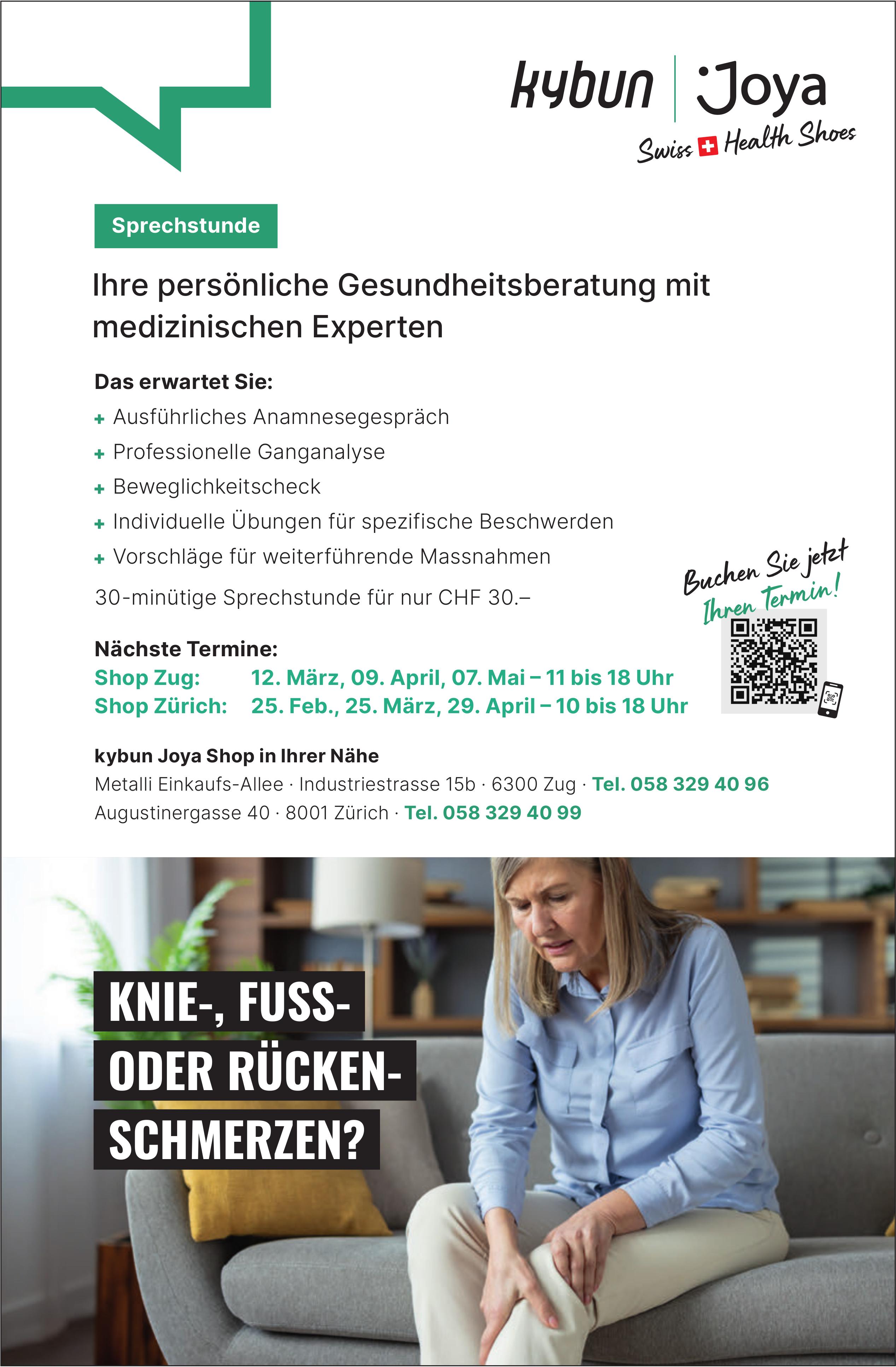 Sprechstunde - Ihre persönliche Gesundheitsberatung mit medizinischen Experten, Diverse Daten, kybun Joya & Partner Events