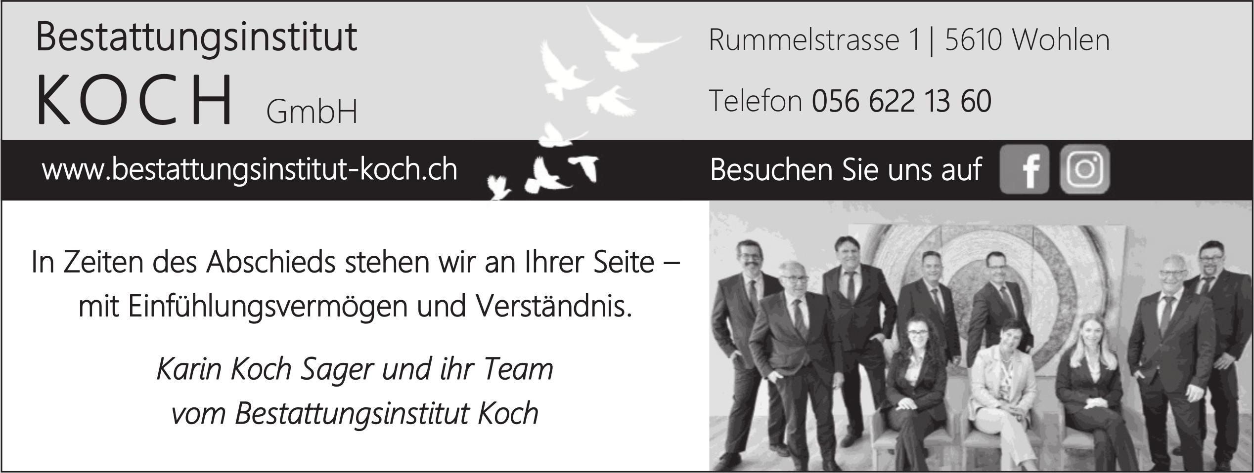 Bestattungsinstitut KOCH GmbH, Wohlen - In Zeiten des Abschieds stehen wir an Ihrer Seite – mit Einfühlungsvermögen und Verständnis