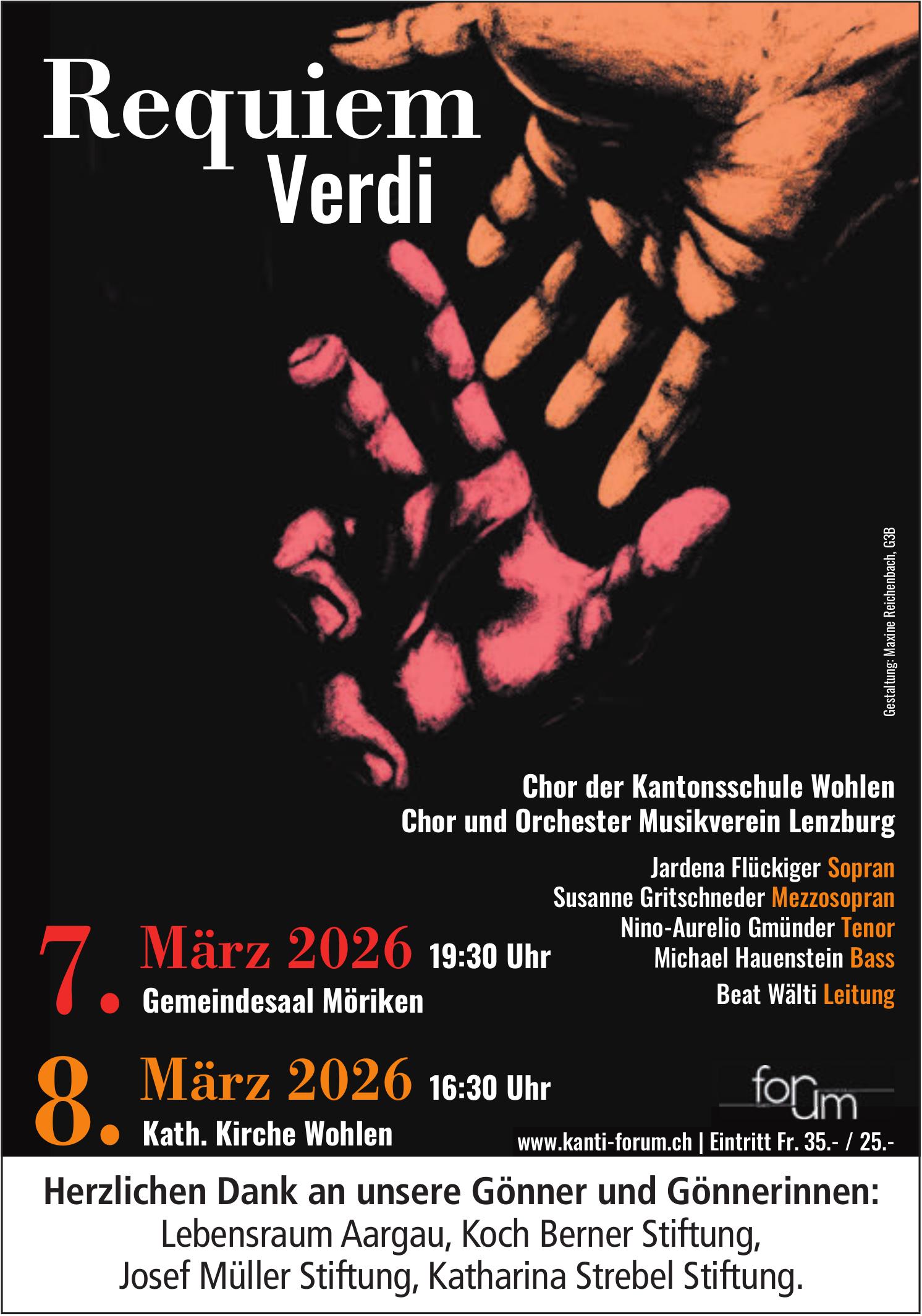Requiem Verdi, 7. & 8. März, Gemeindesaal Möriken / Kath. Kirche Wohlen
