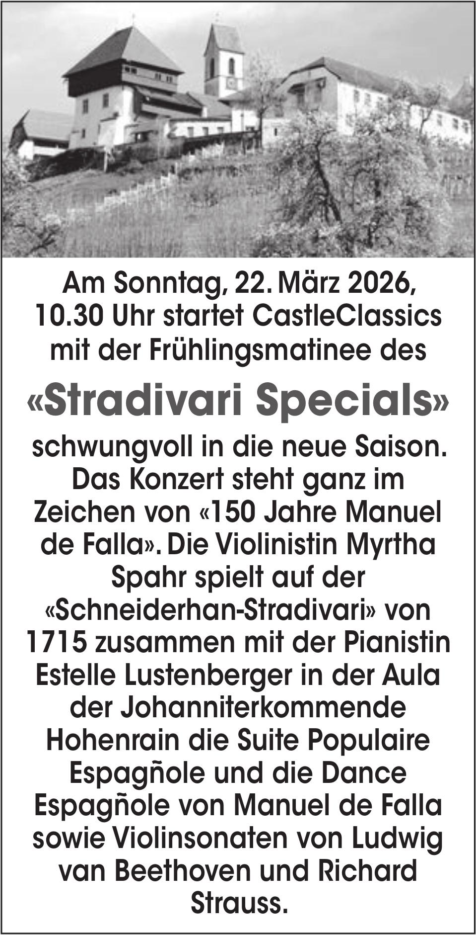 Frühlingsmatinee des «Stradivari Specials», 22. März, Aula Johanniterkommende Hohenrain