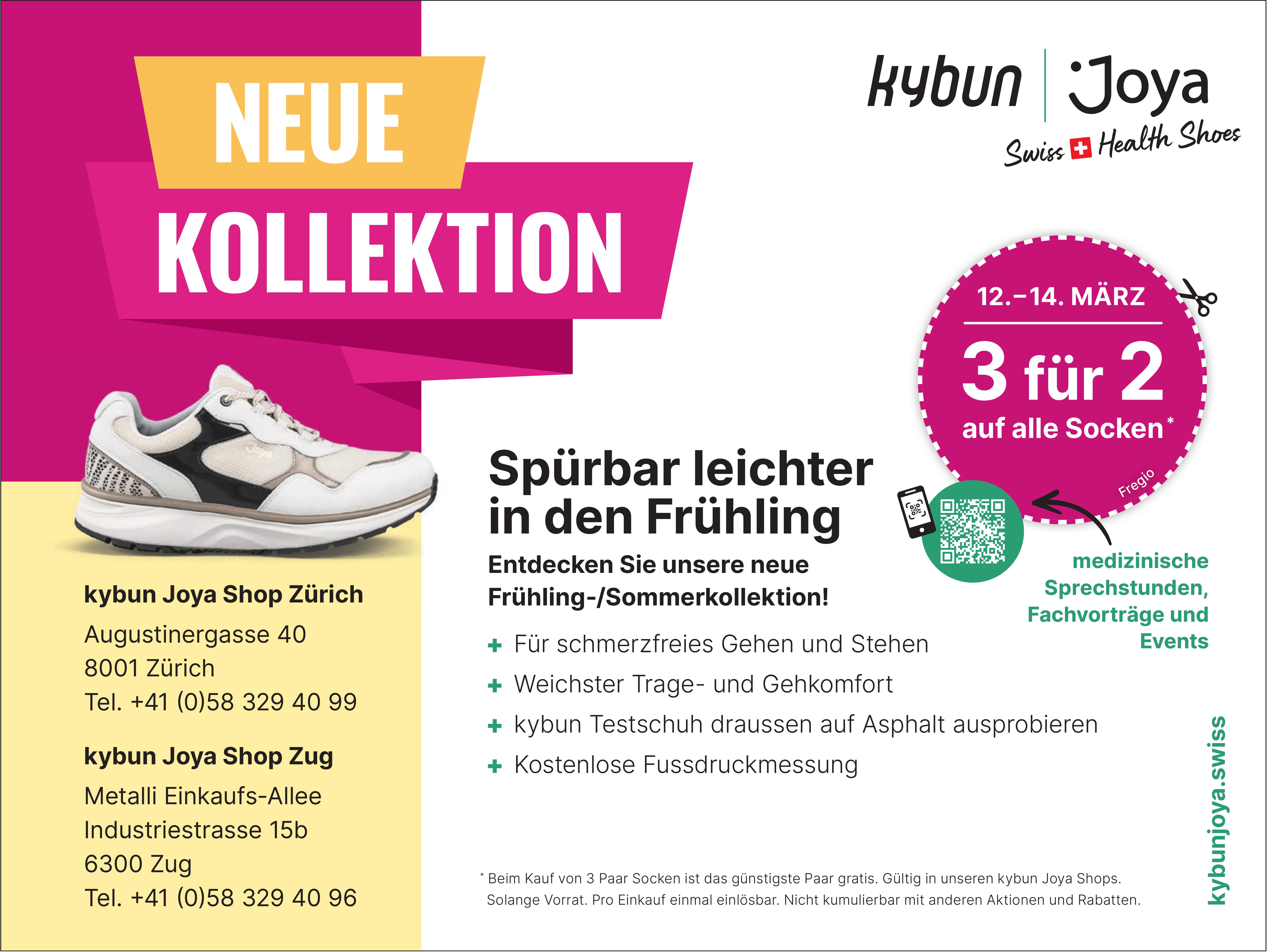 Entdecken Sie unsere neue Frühling-/Sommerkollektion! 3 für 2 auf alle Socken, 12. - 14. März, kybun Joya Shop Zürich / Zug