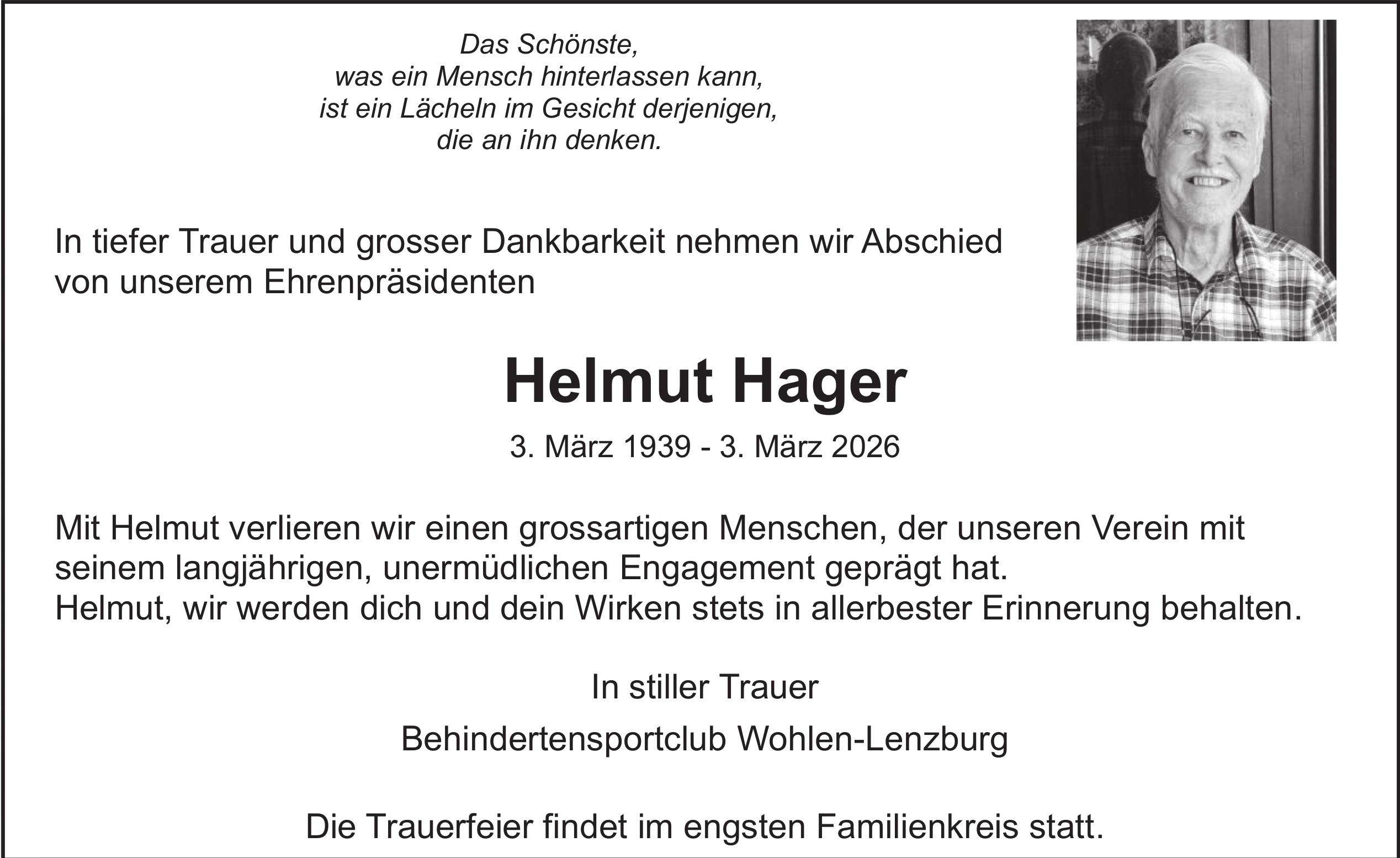 Hager Helmut, März 2026 / TA