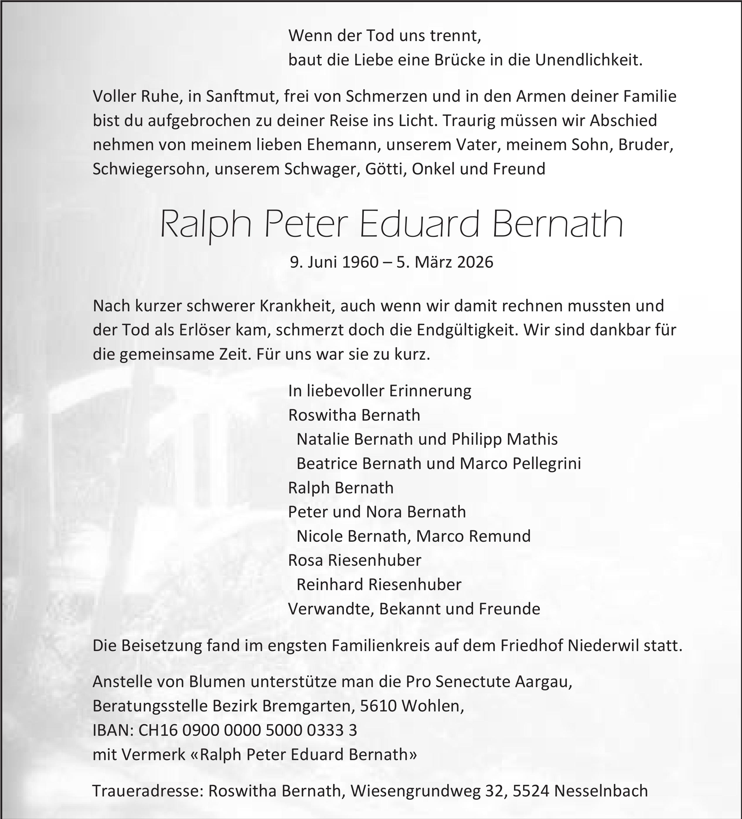 Bernath Ralph Peter Eduard, März 2026 / TA