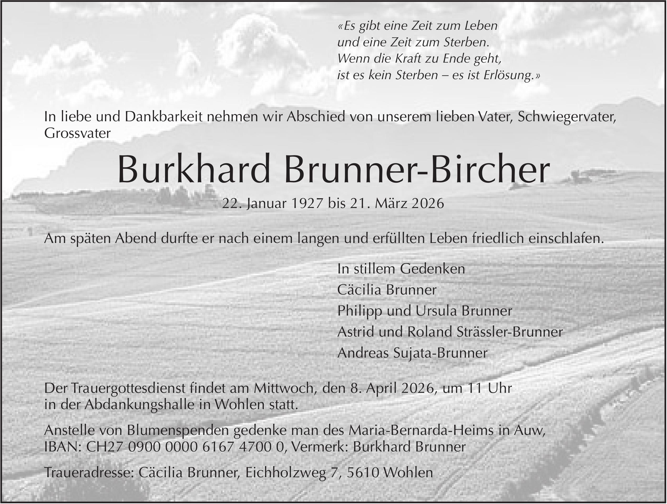 Brunner-Bircher Burkhard, März 2026 / TA
