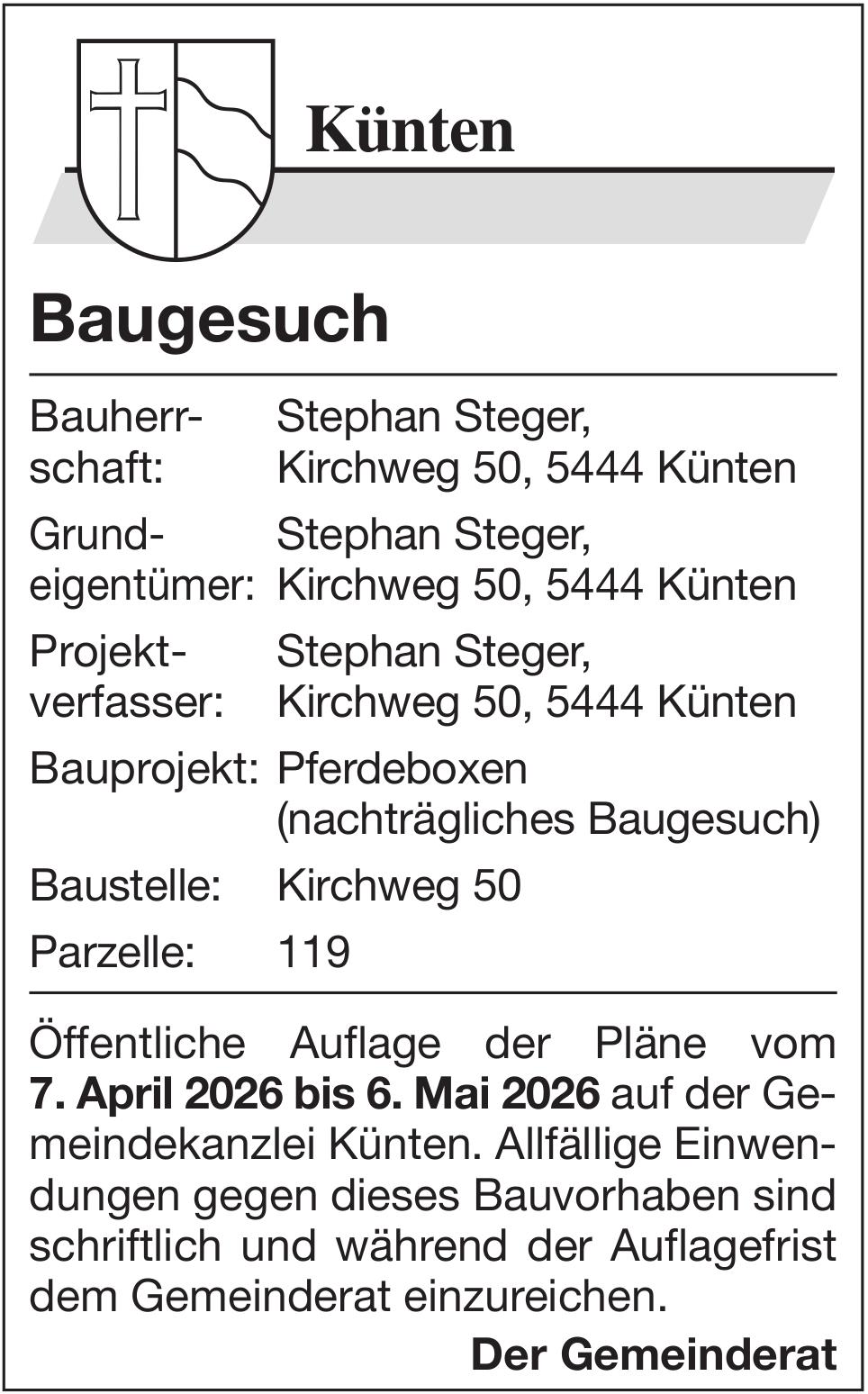 Baugesuche, Künten