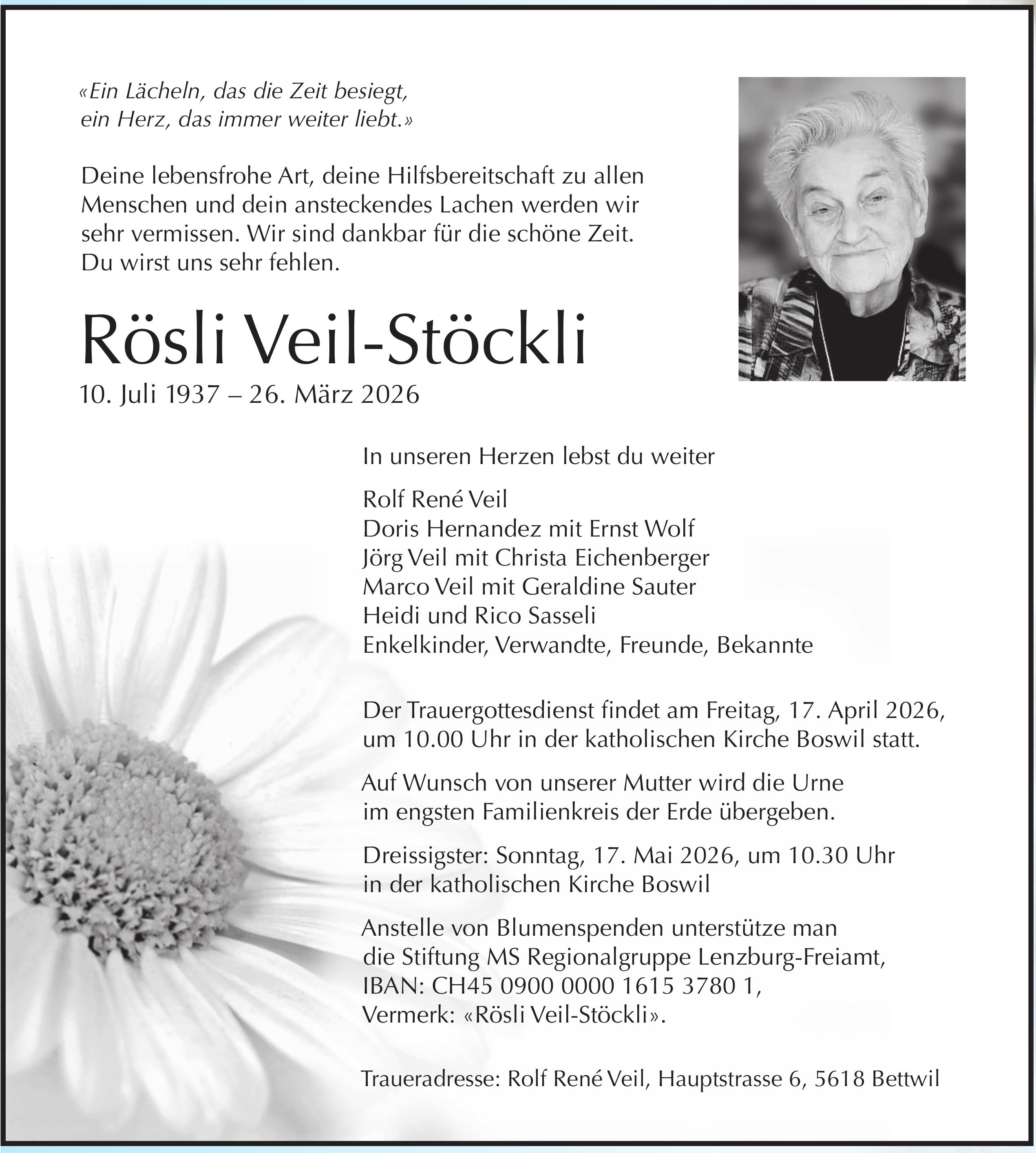Veil-Stöckli Rösli, März 2026 / TA