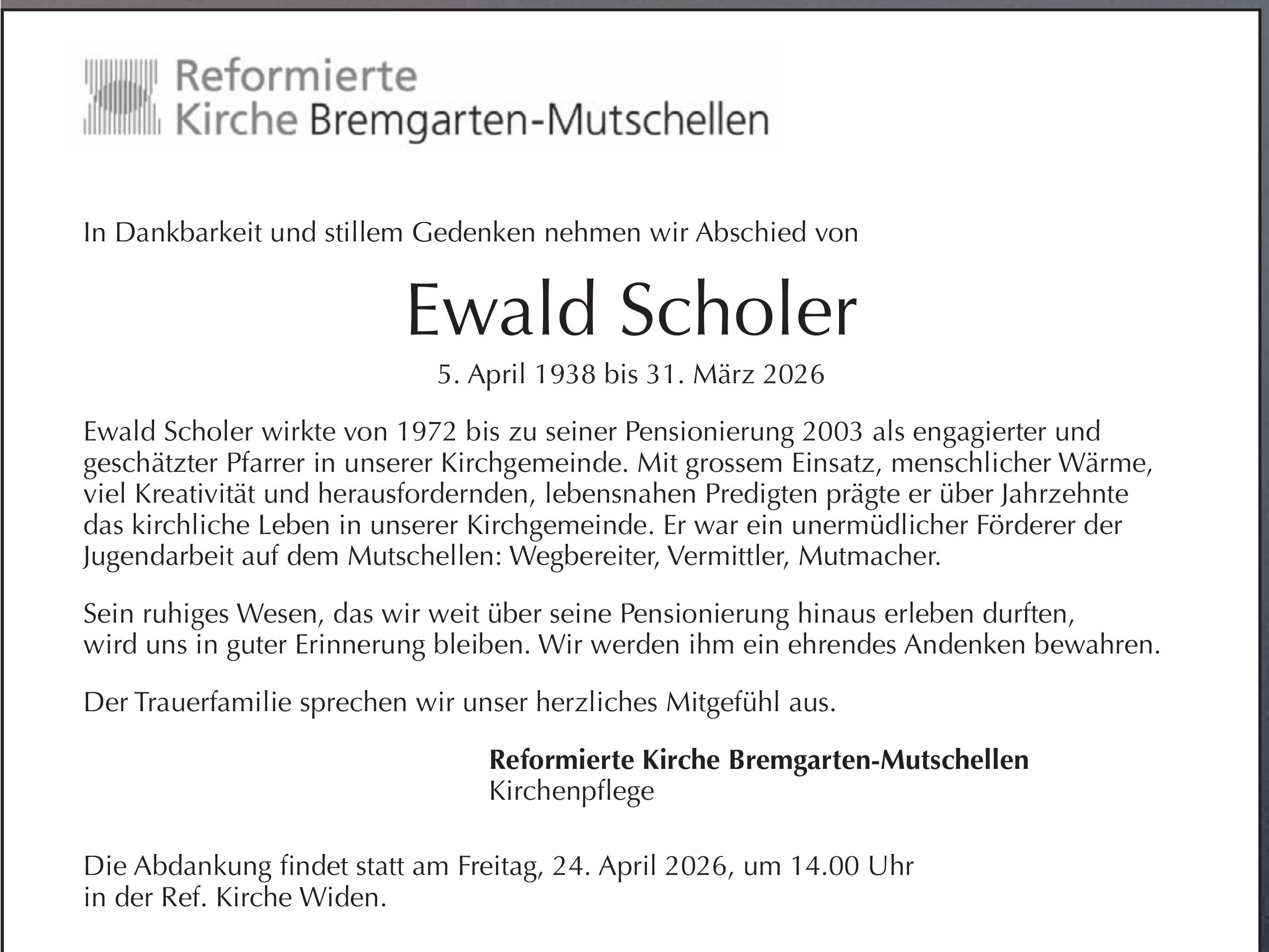 Scholer Ewald, März 2026 / TA