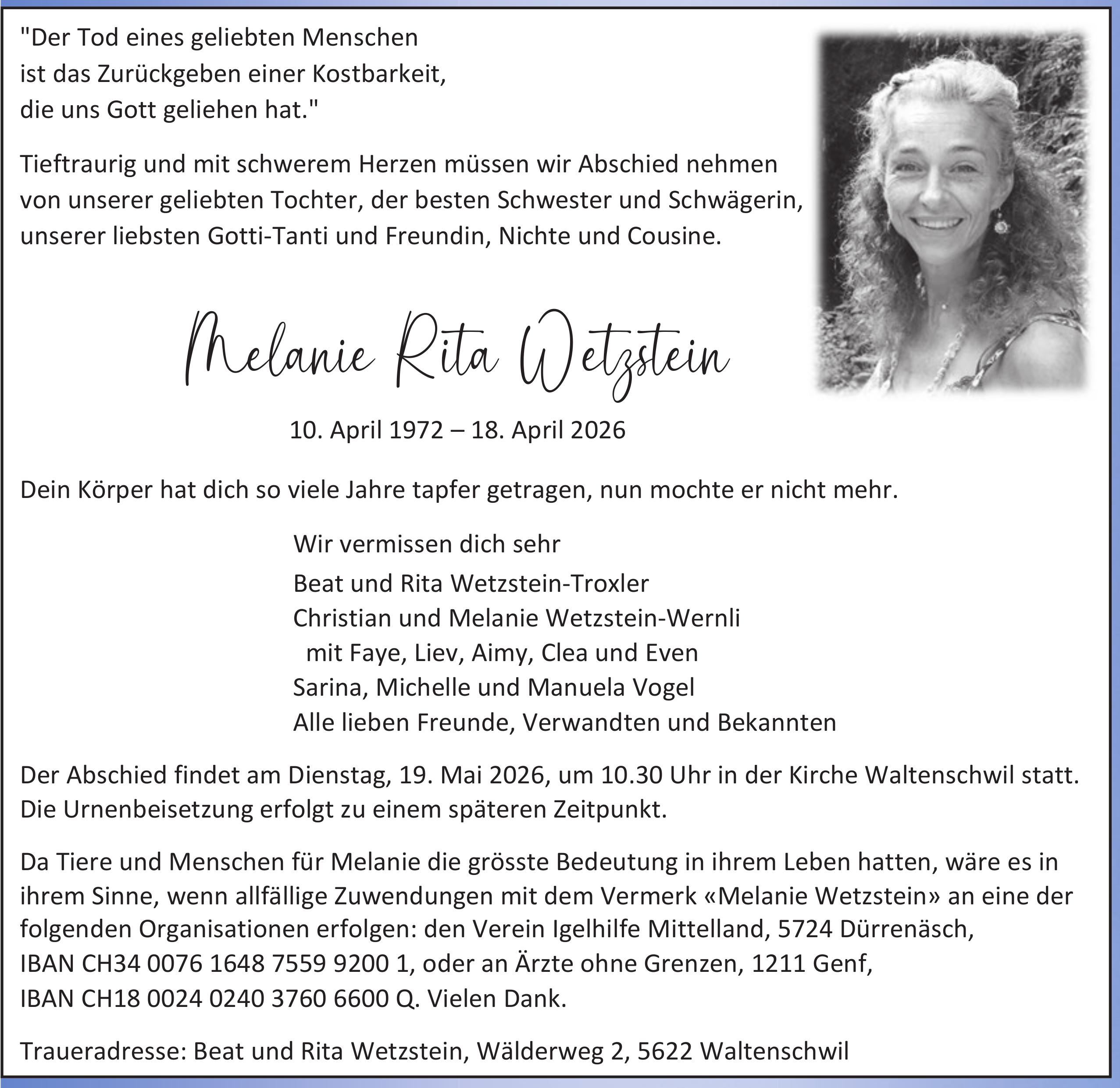 Wetzstein Melanie Rita, April 2026 / TA