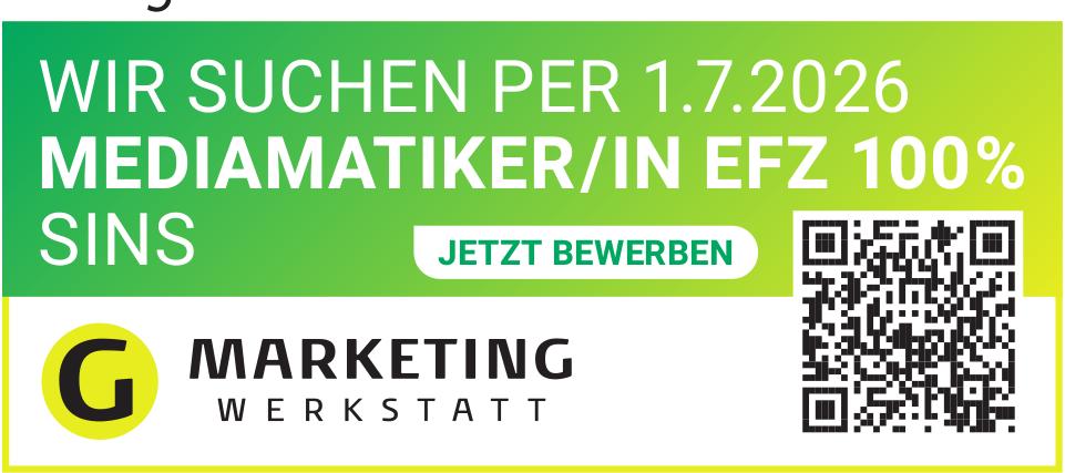 Mediamatiker/in EFZ 100%, Marketing Werkstatt, Sins, Gesucht
