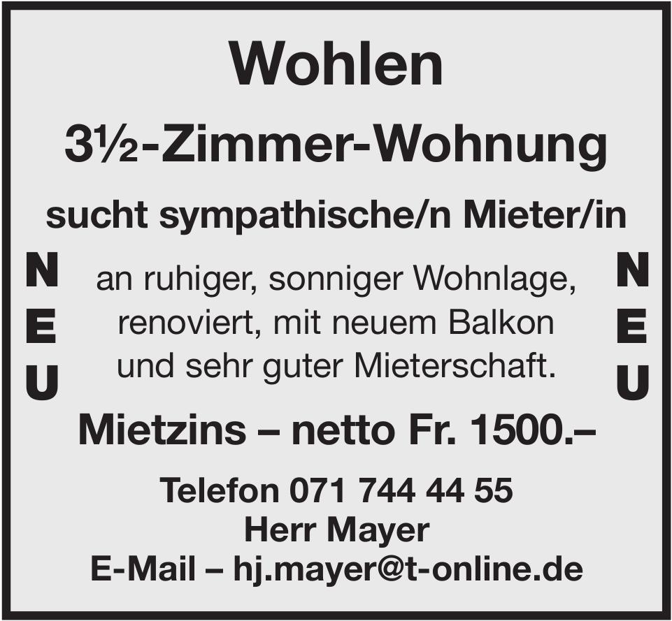 3½ Zimmer-Wohnung, Wohlen, zu vermieten