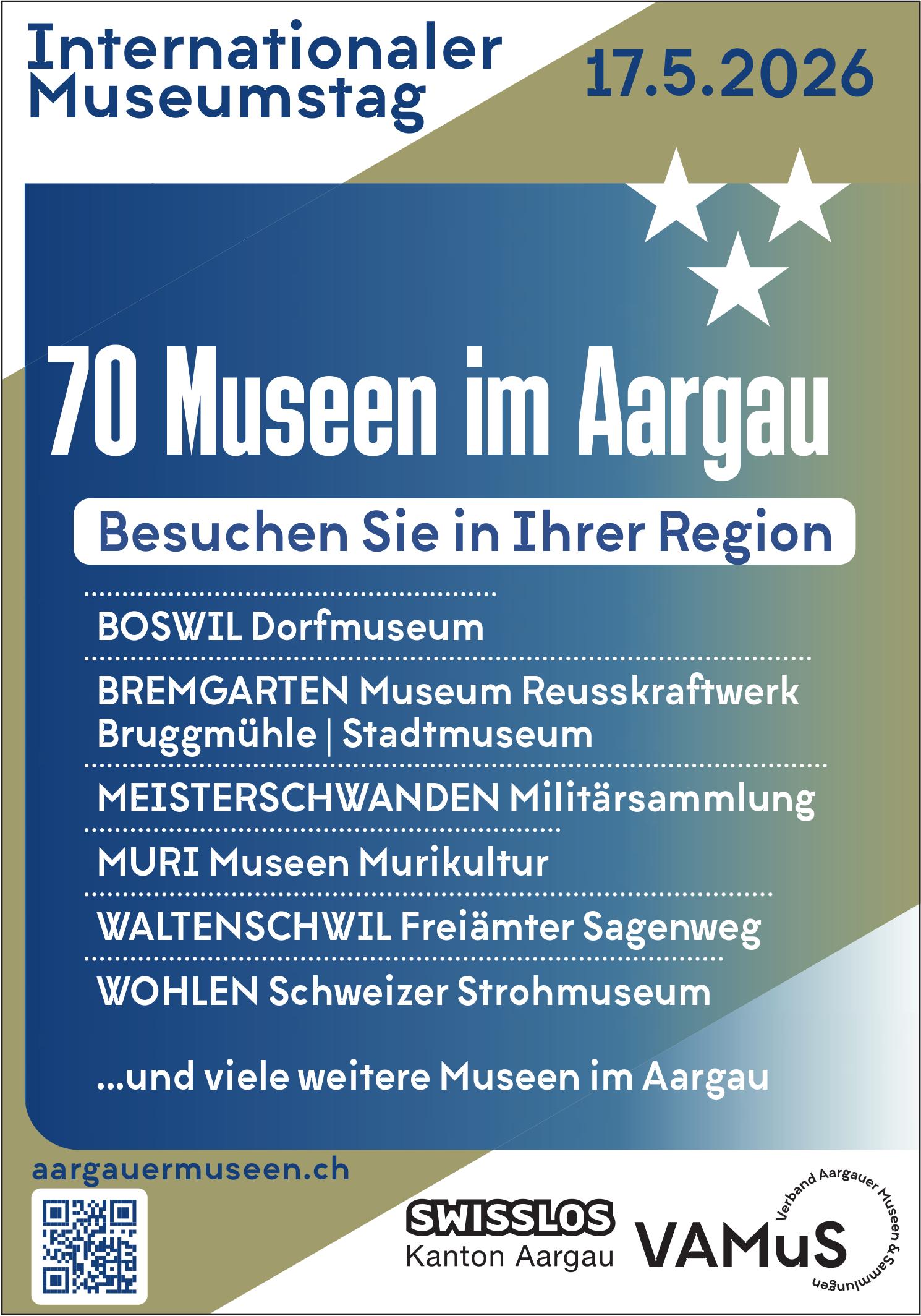 Internationaler Museumstag, 17. Mai, 70 Museen im Aargau