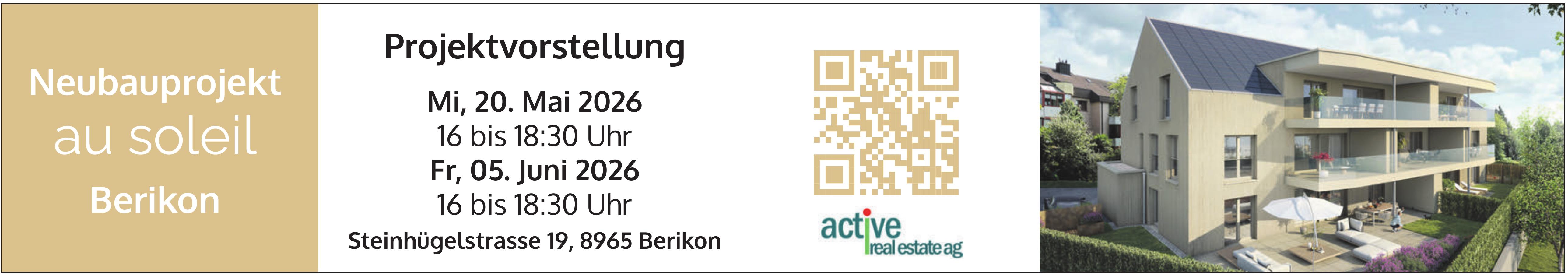 Active real estate ag, Berikon - Neubauprojekt au soleil