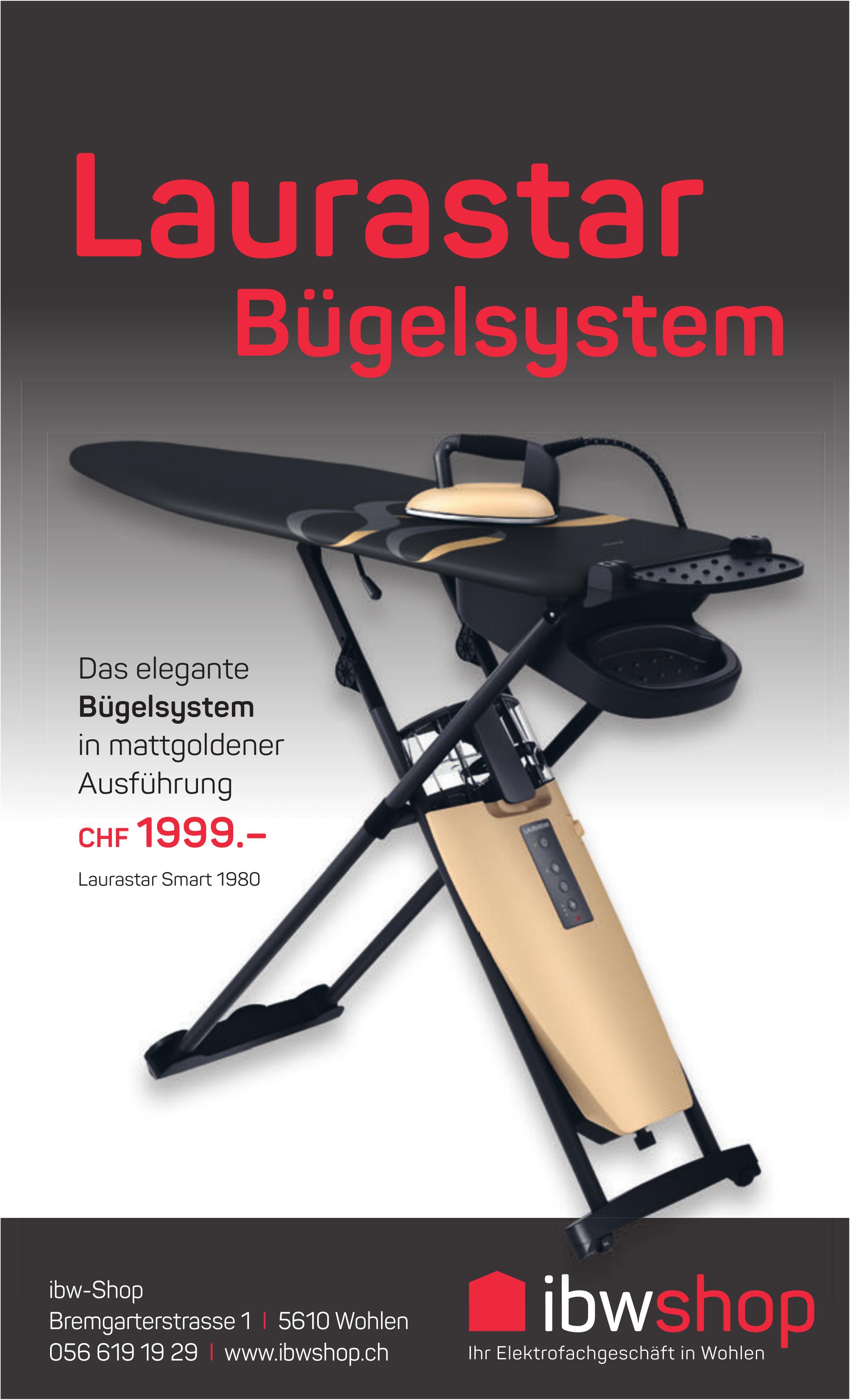ibw-Shop, Wohlen - Das elegante Bügelsystem in mattgoldener Ausführung