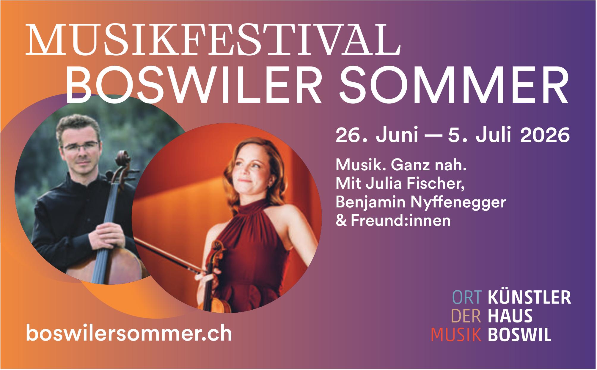 Musikfestival Boswiler Sommer, 26. Juni - 5. Juli, Künstler Haus Boswil
