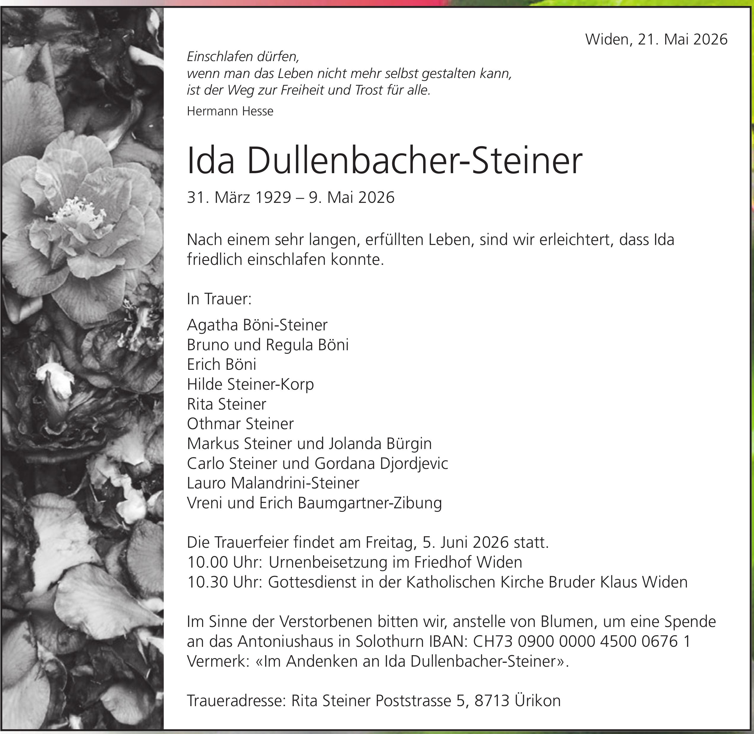 Dullenbacher-Steiner Ida, Mai 2026 / TA