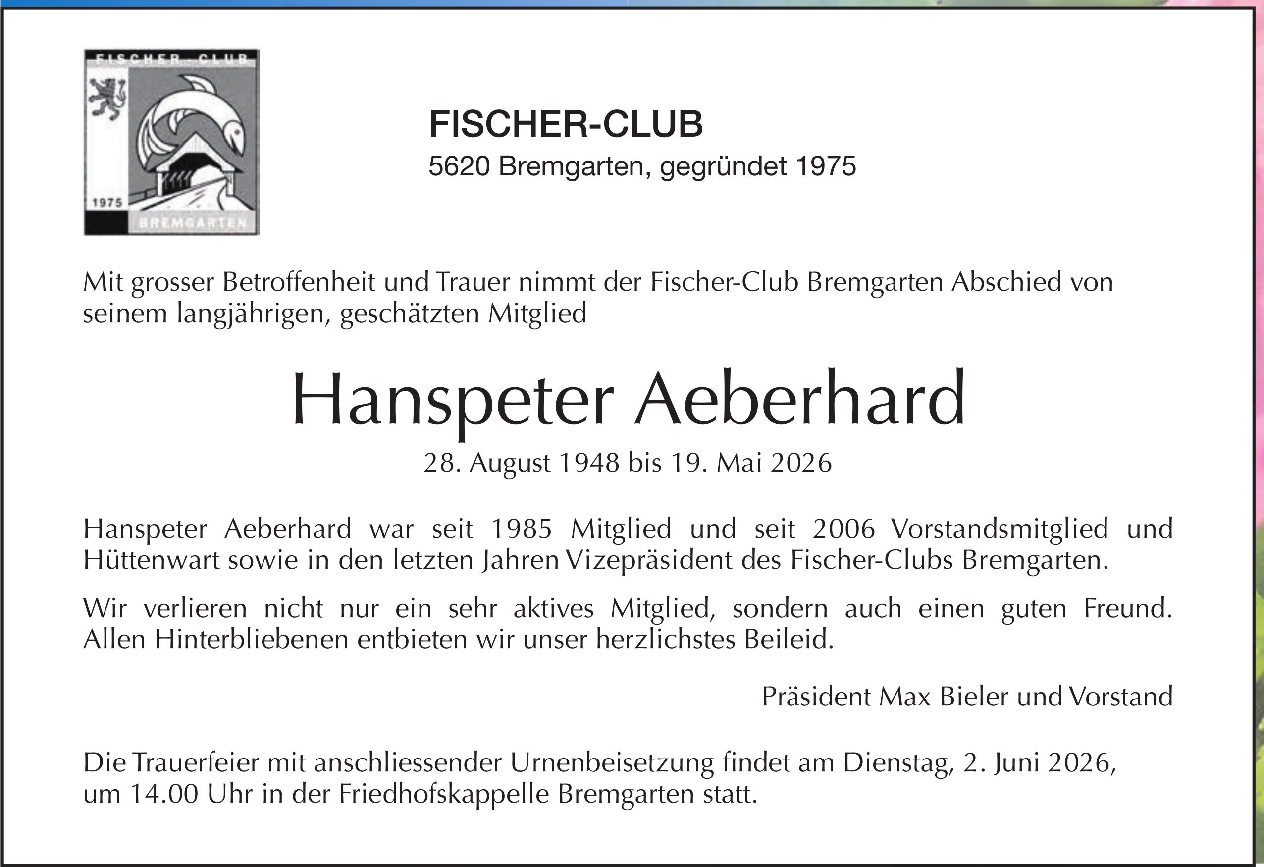 Aeberhard Hanspeter, Mai 2026 / TA