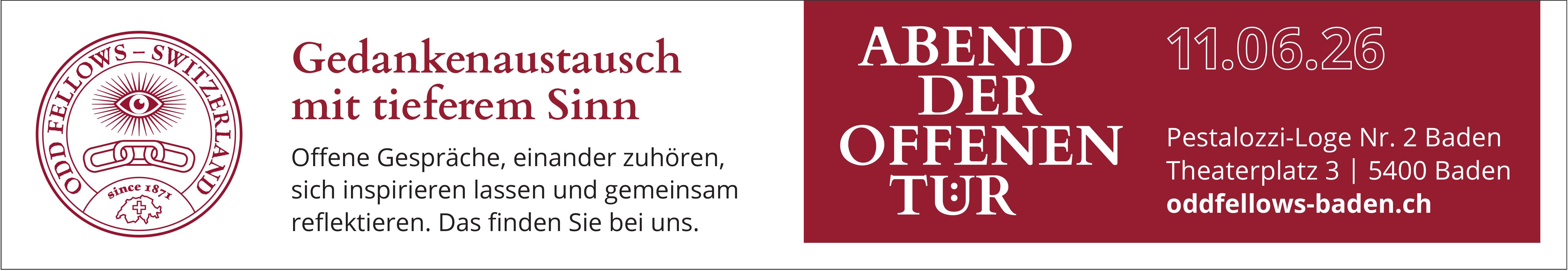 ABEND DER OFFENEN TÜR, 11. Juni, Odd Fellows, Baden