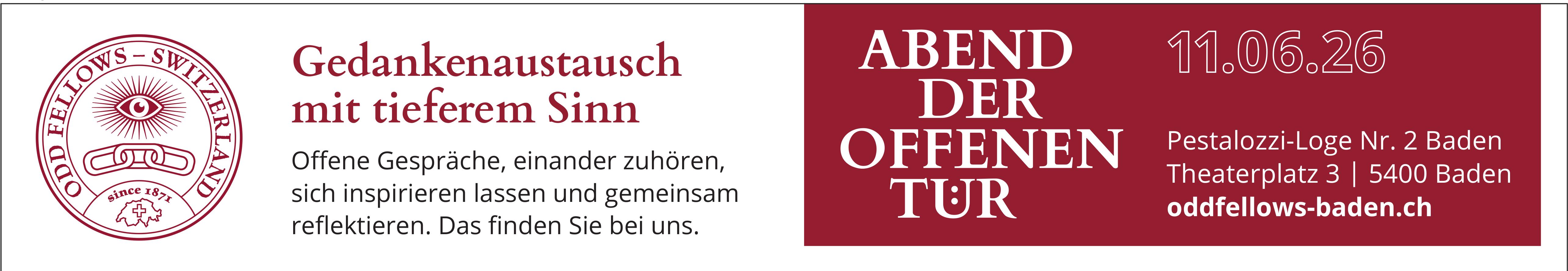 ABEND DER OFFENEN TÜR, 11. Juni, Odd Fellows, Baden
