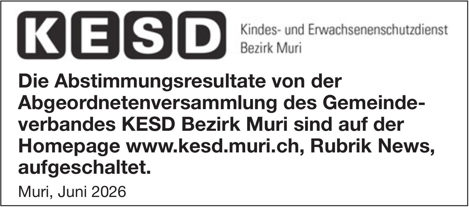 Wahlen & Abstimmungen, Kindes- und Erwachsenenschutzdienst Bezirk Muri, Abstimmungsresultate