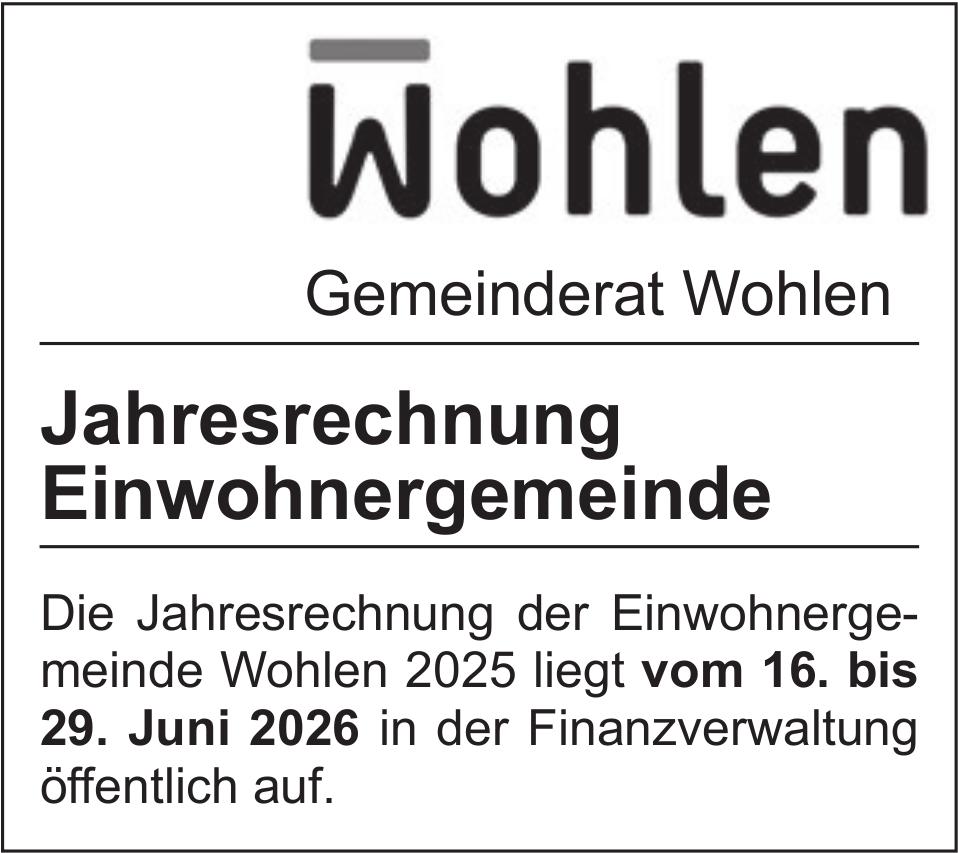 Lokale Gemeinschaft, Gemeinderat Wohlen, Jahresrechnung Einwohnergemeinde