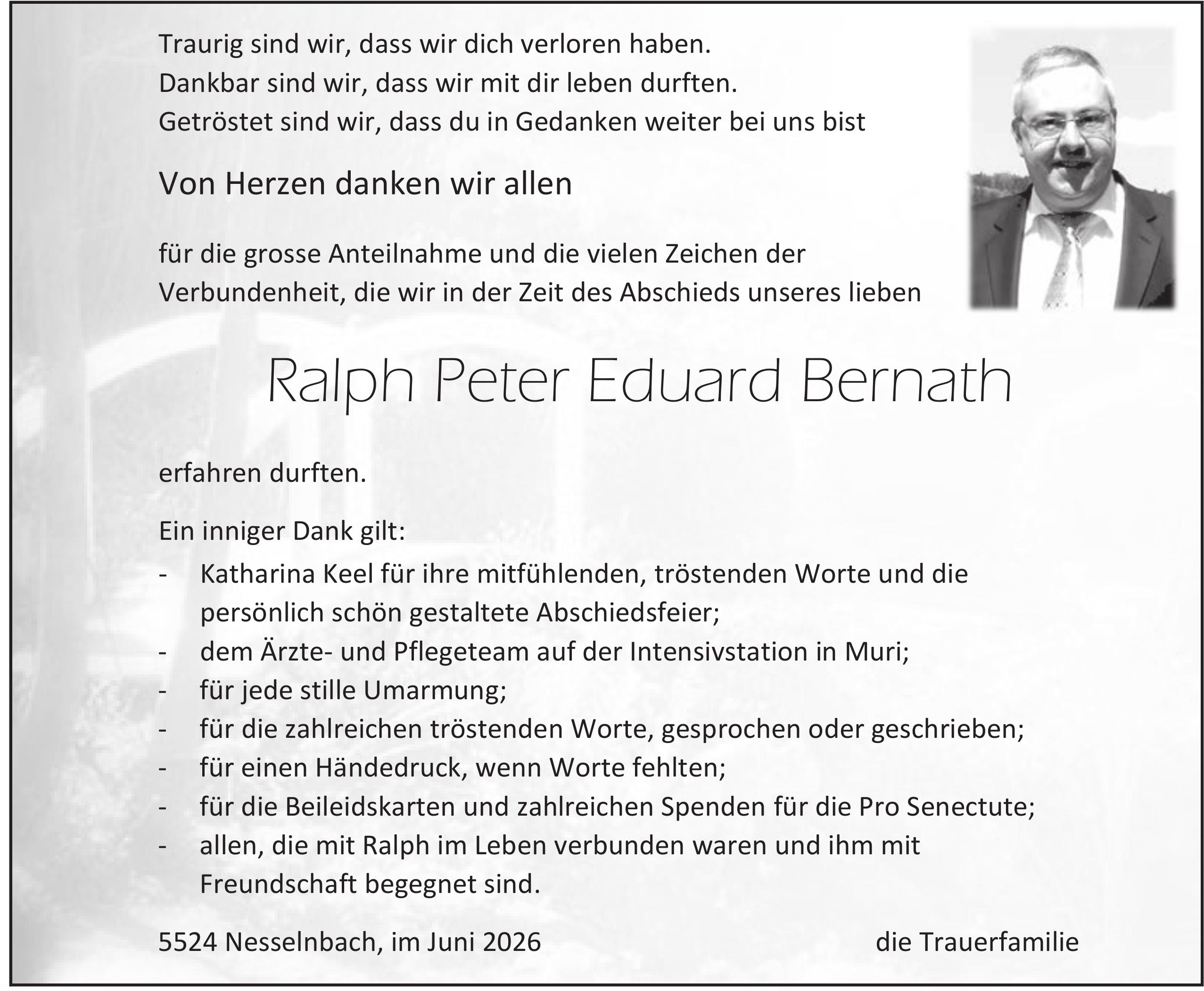 Bernath Ralph Peter Eduard, im Juni 2026 / DS