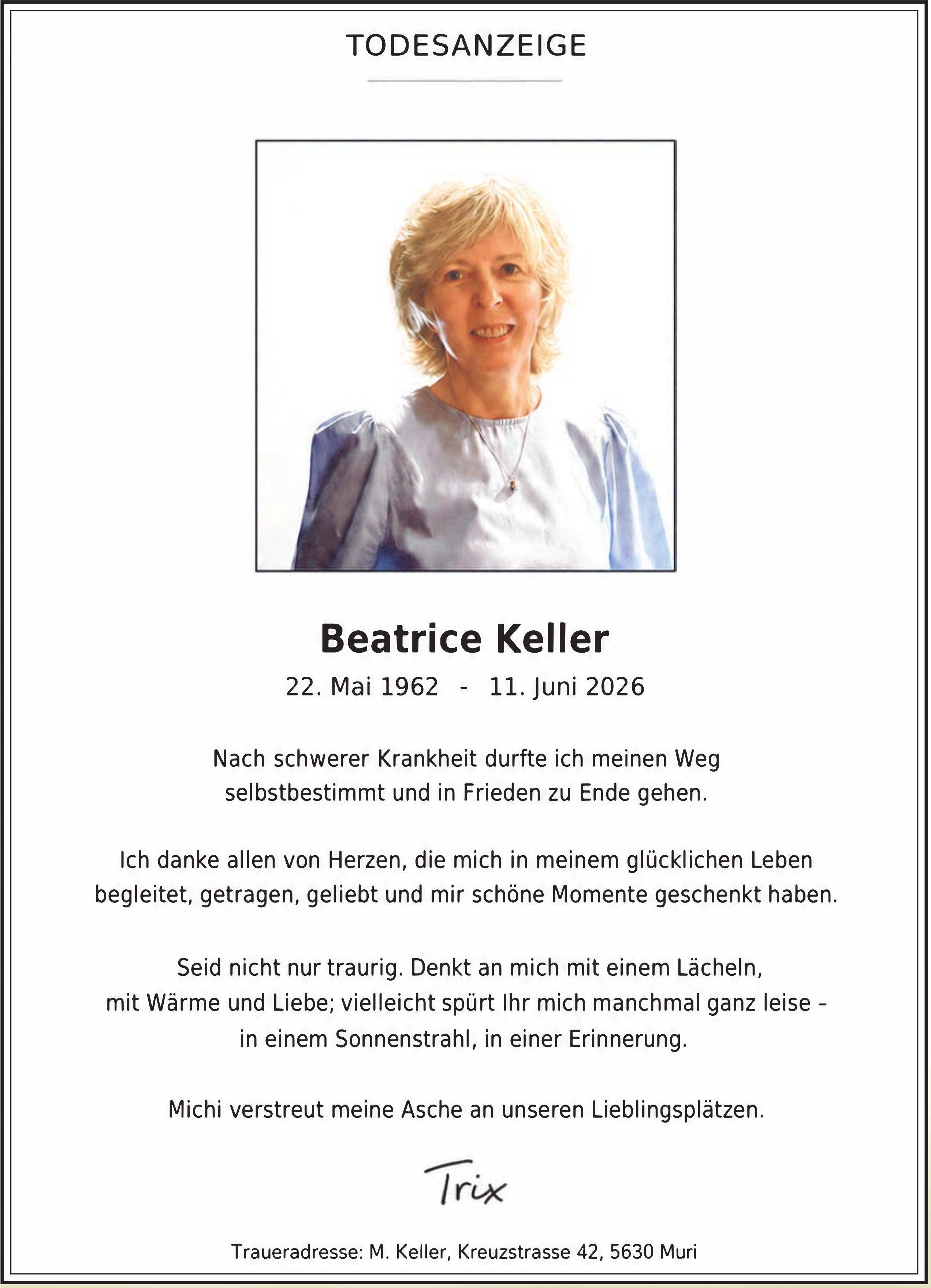 Keller Beatrice, Juni 2026 / TA
