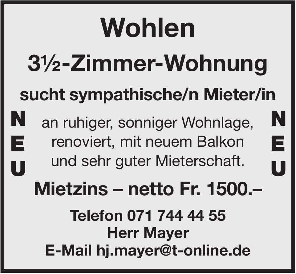 3½-Zimmer-Wohnung, Wohlen, zu vermieten