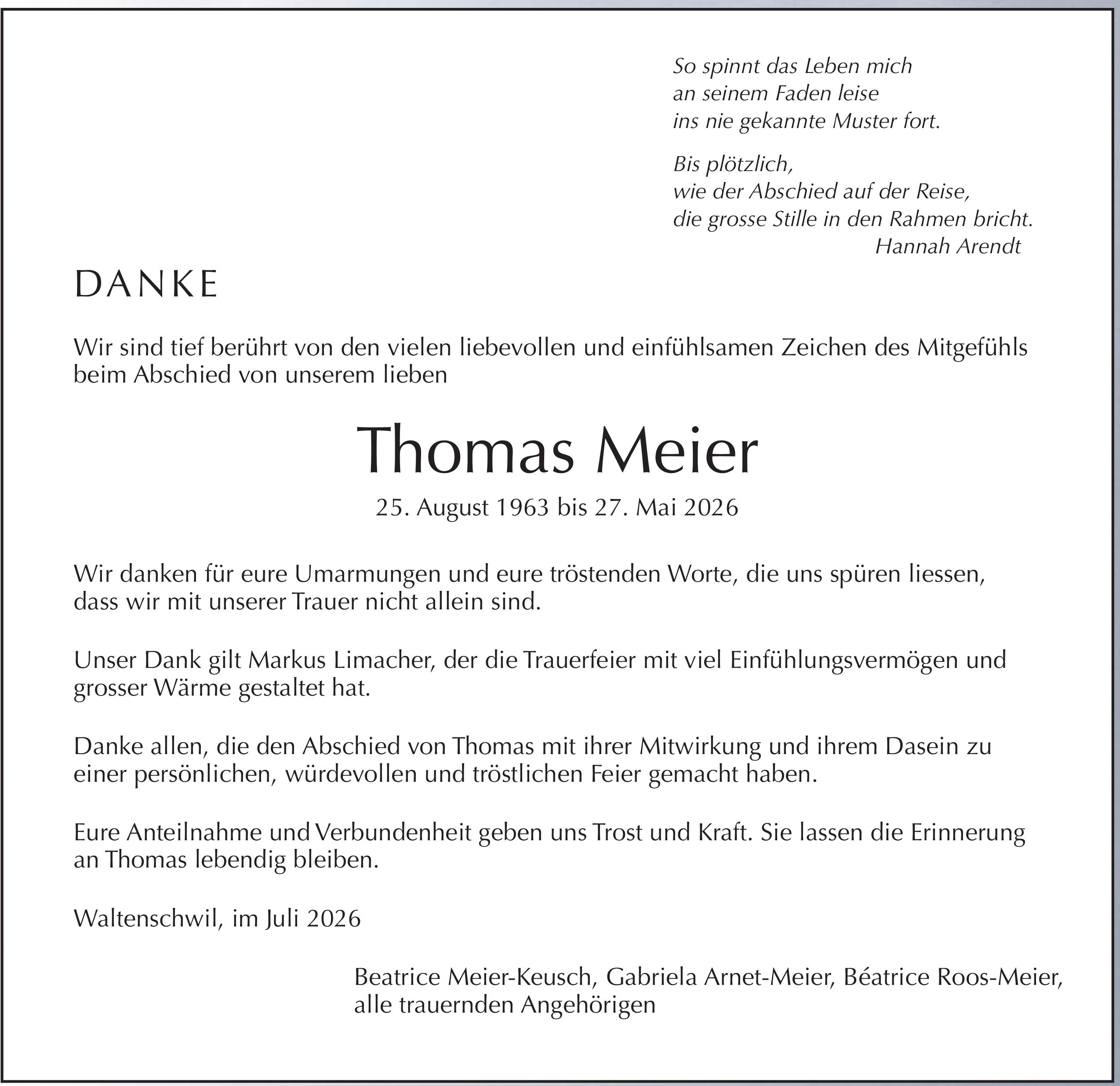 Meier Thomas, im Juli 2026 / DS