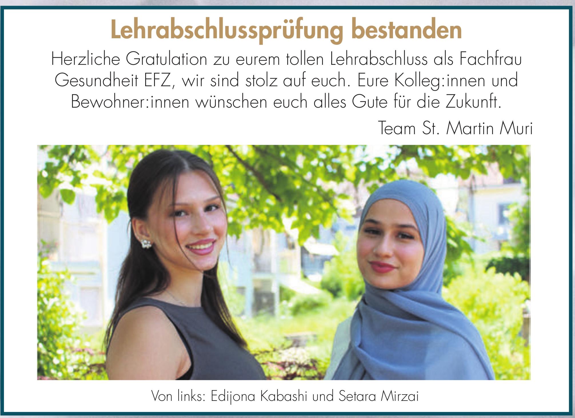 Team St. Martin Muri, Lehrabschlussprüfung bestanden