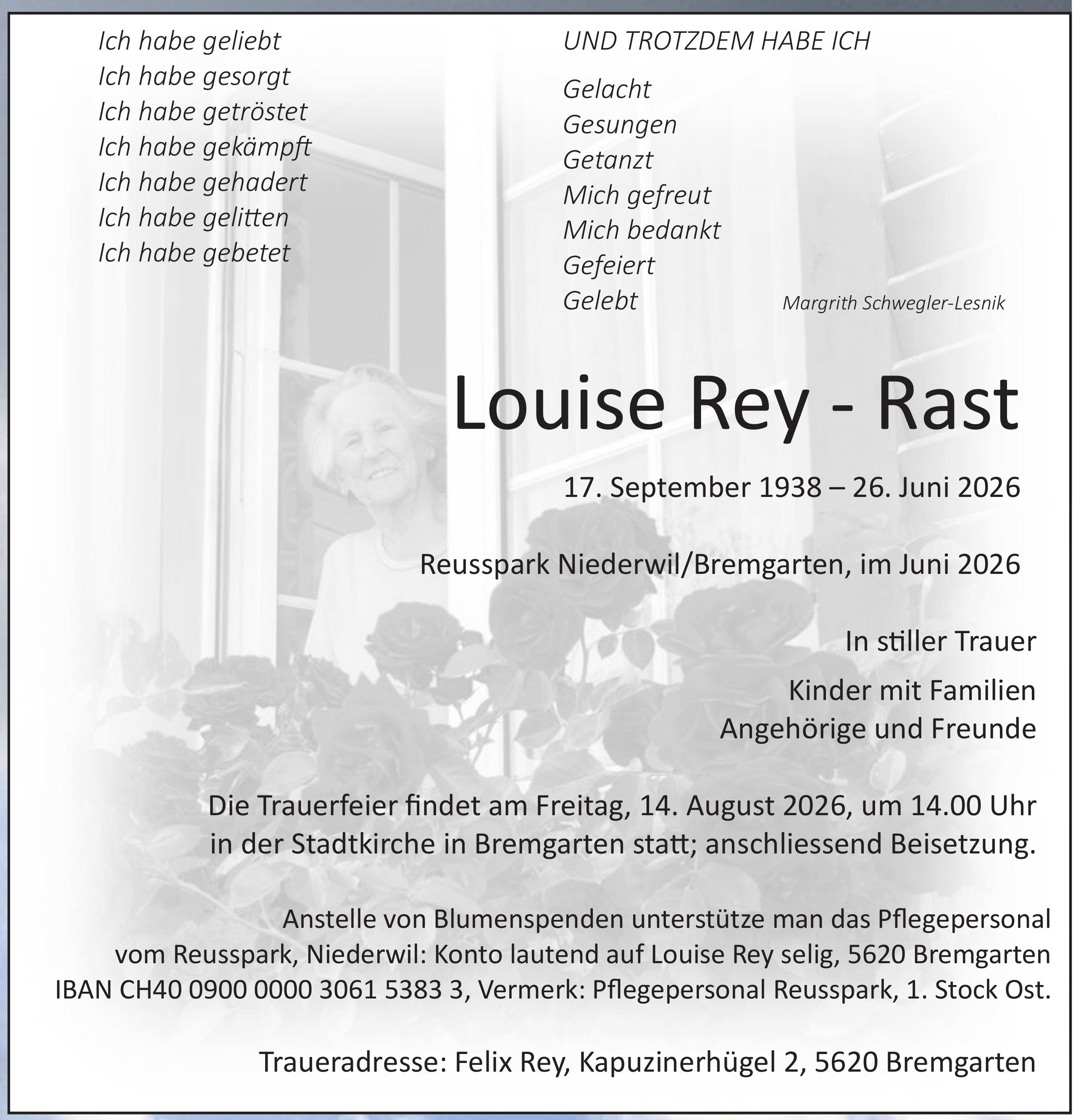 Rey - Rast Louise, Juni 2026 / TA