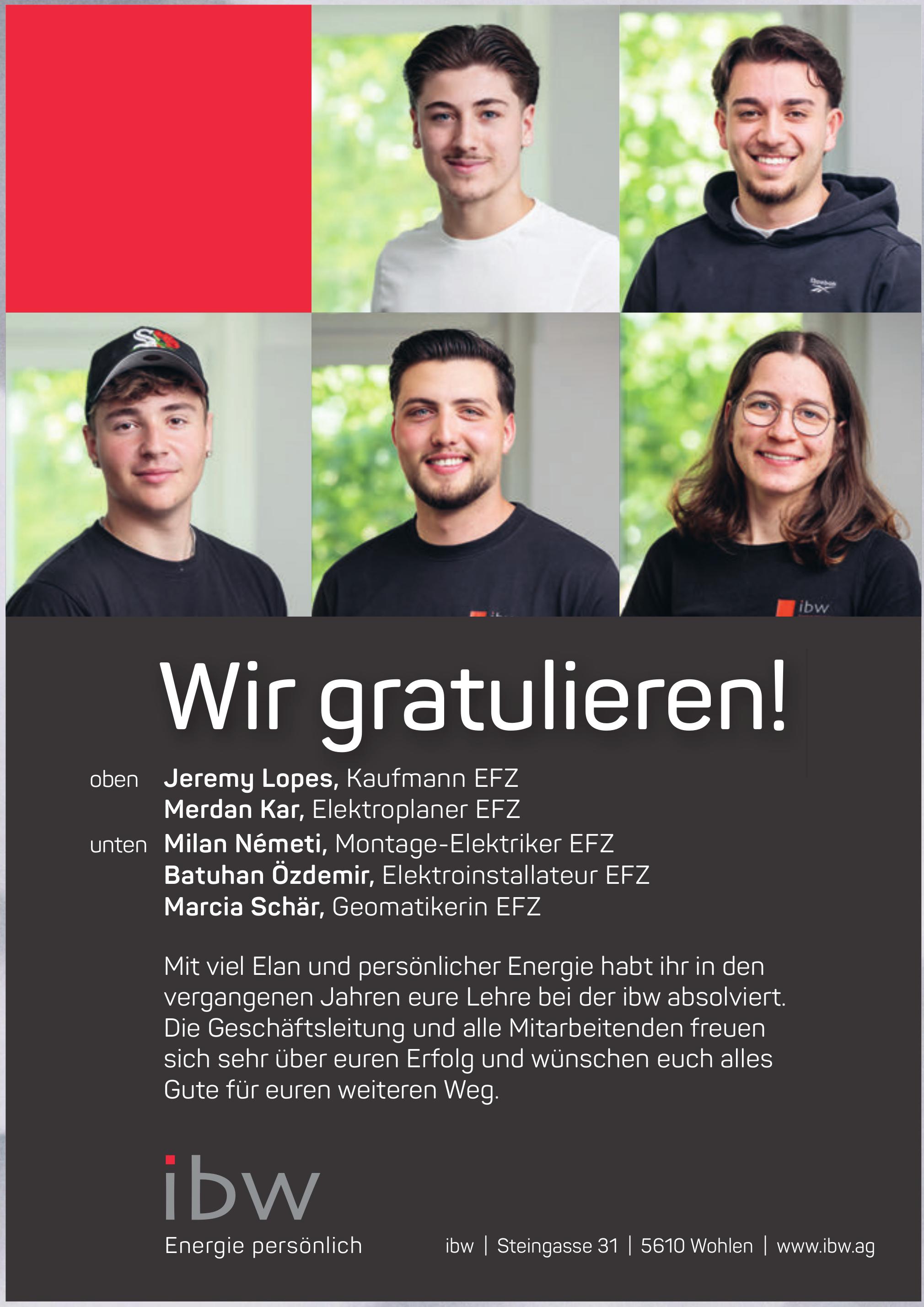 ibw, Wohlen - Wir gratulieren!