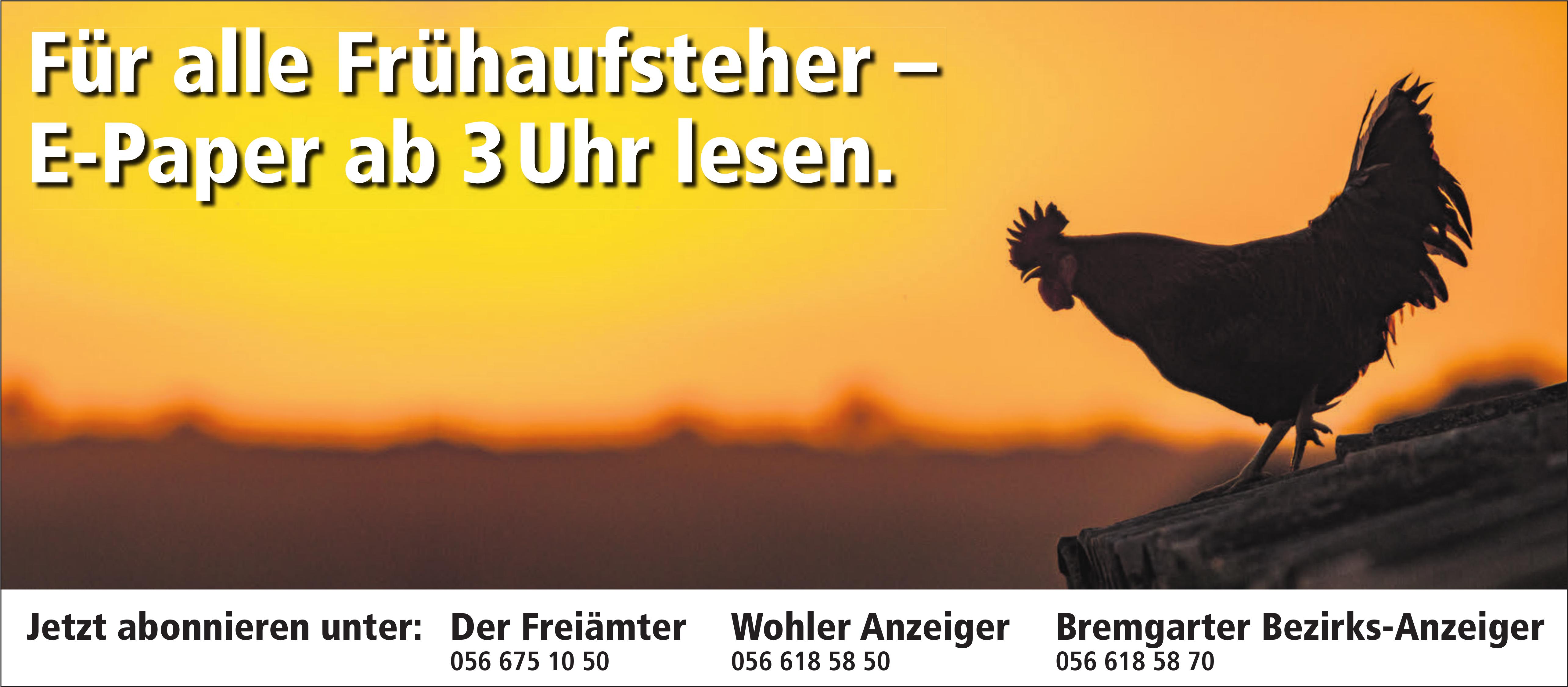 Der Freiämter / WA / BBA, Für alle Frühaufsteher – E-Paper ab 3 Uhr lesen