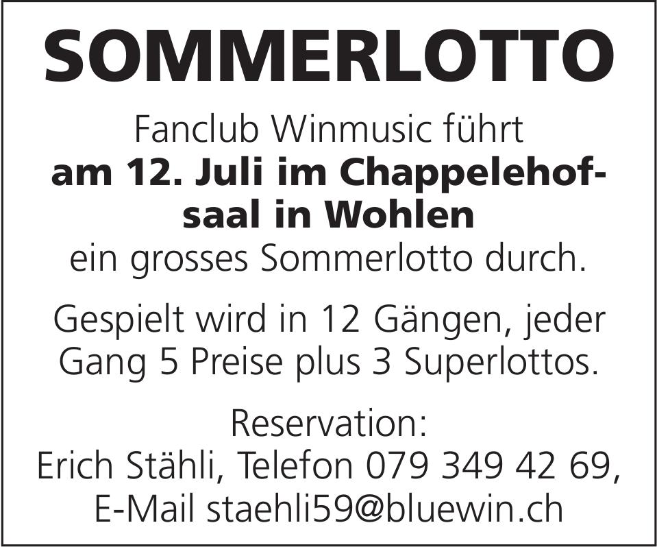 SOMMERLOTTO, 12. Juli, Chappelehofsaal, Wohlen