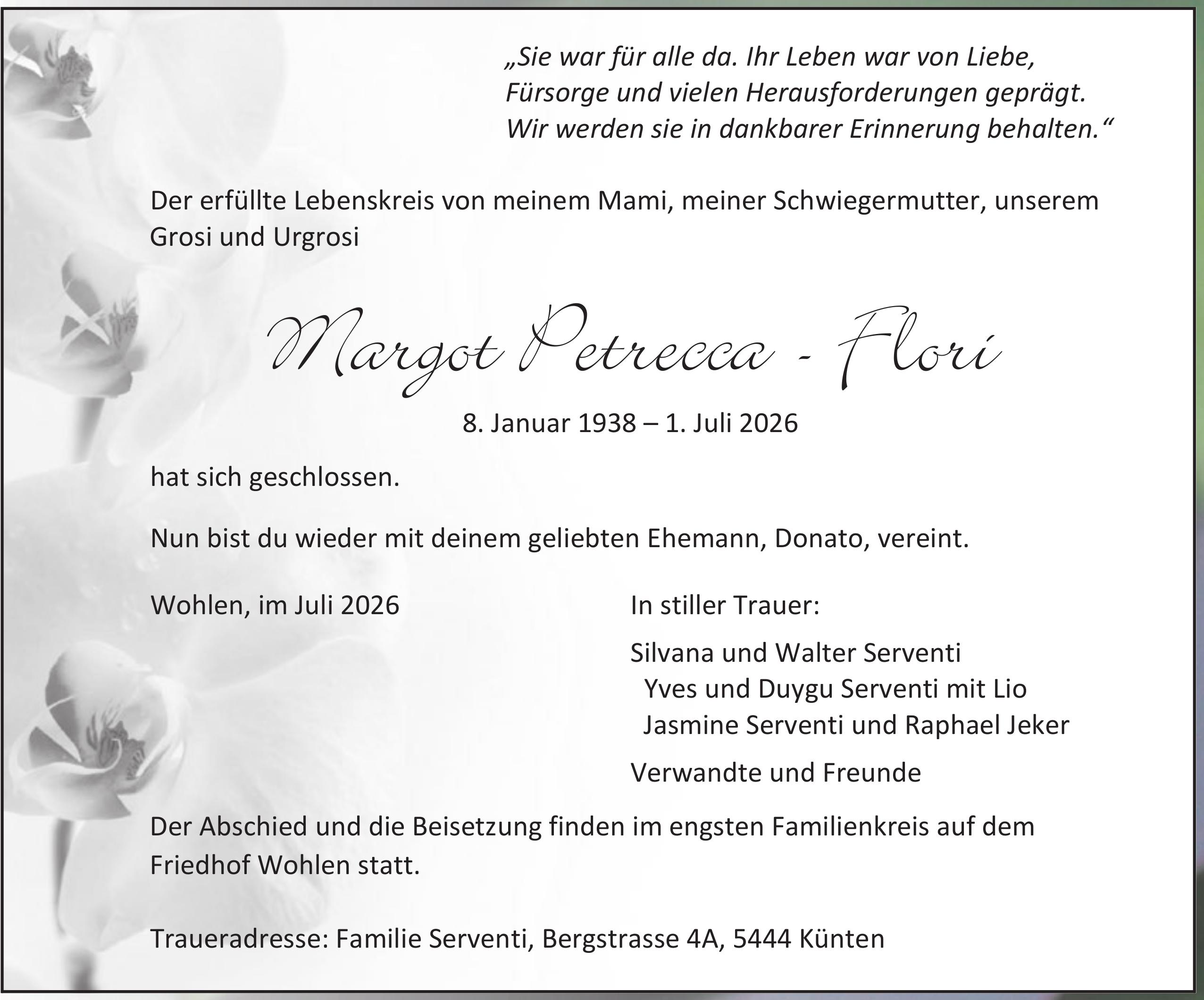 Petrecca - Flori Margot, Juli 2026 / TA